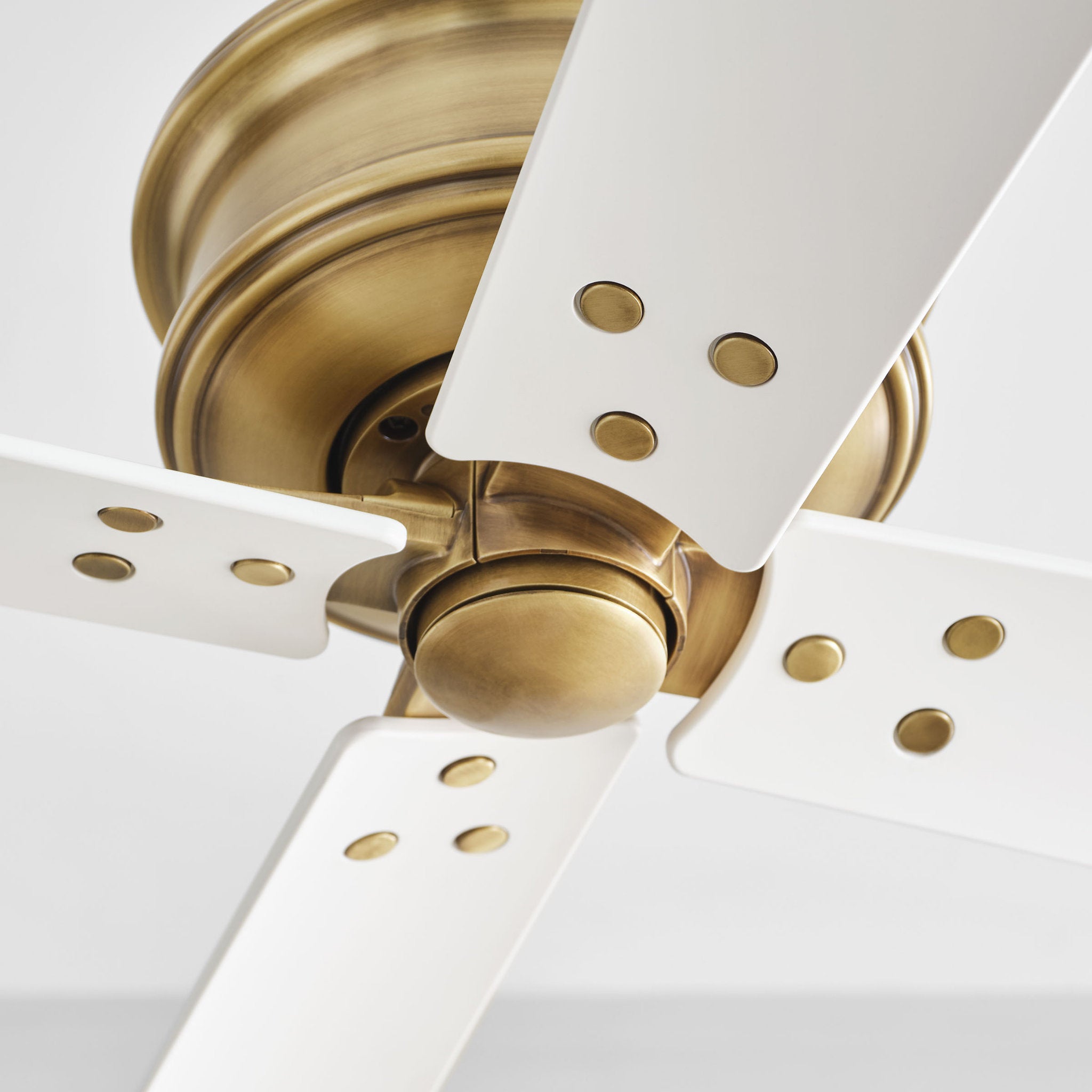 Chapman & Myers Subway 56" Ceiling Fan  in Hand Rubbed Antique Brass  w/ Matte White Blade D:56'' H:16 3/32''