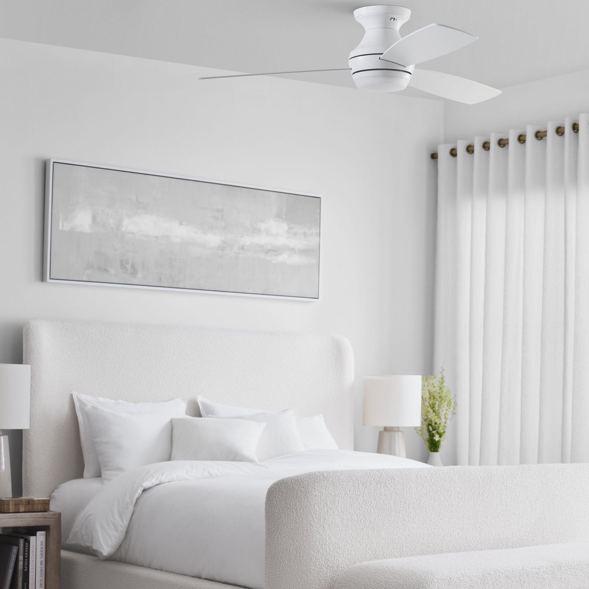 Ikon 52" LED Ceiling Fan  in Matte White  w/ Matte White Blade D:52'' H:10 13/16''