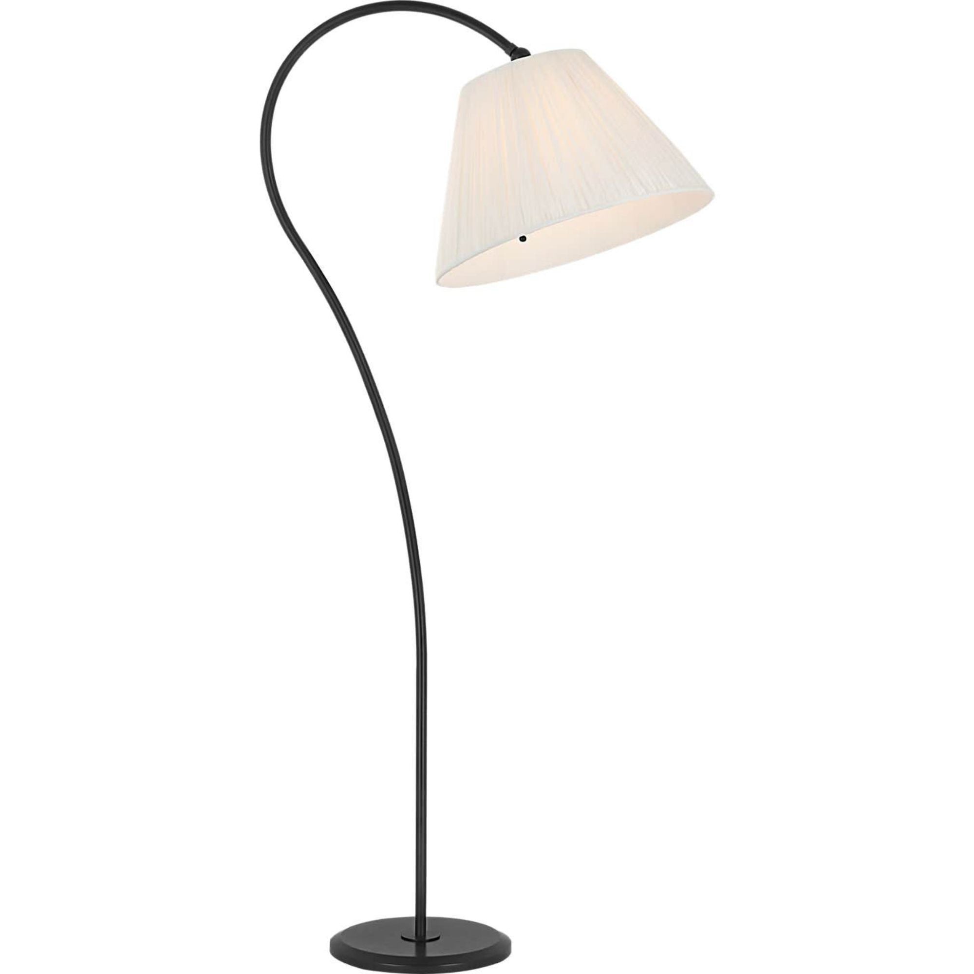 Amber Lewis Dume Large Arched Floor Lamp in Aged Iron with Silk Pleated Shade W18" x H63" x E26"