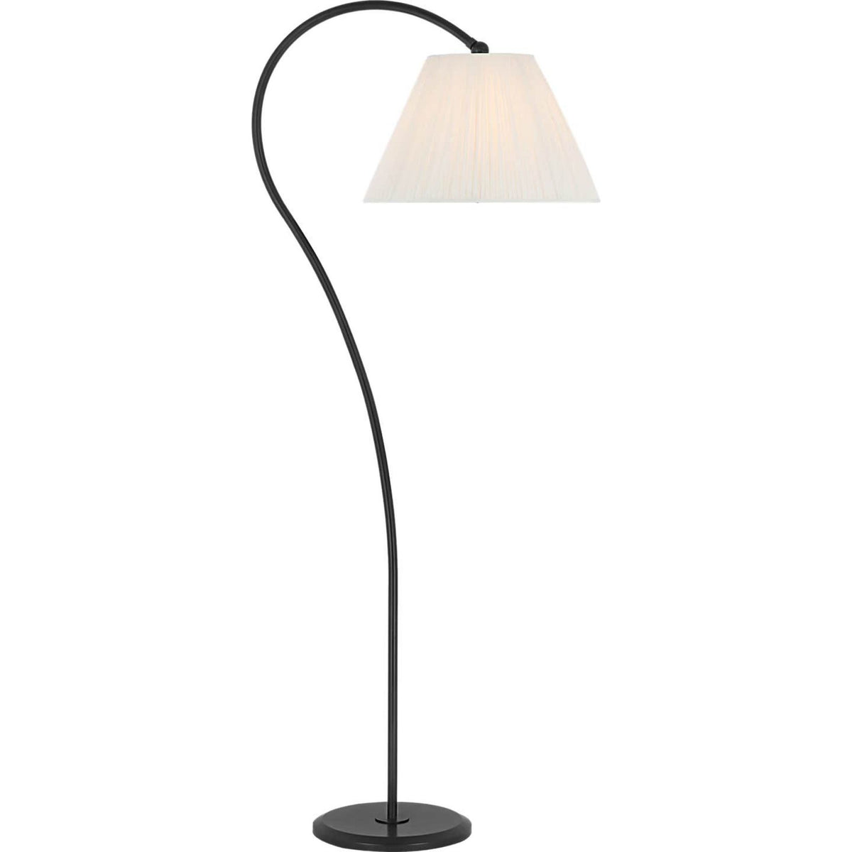 Amber Lewis Dume Large Arched Floor Lamp in Aged Iron with Silk Pleated Shade W18" x H63" x E26"