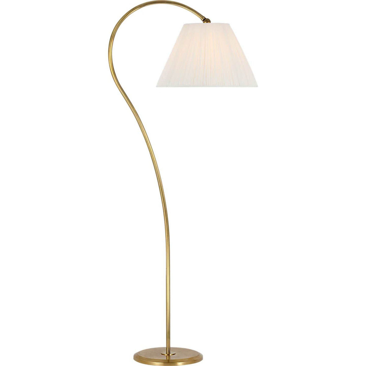 Amber Lewis Dume Large Arched Floor Lamp in Hand-Rubbed Antique Brass with Silk Pleated Shade W18" x H63" x E26"