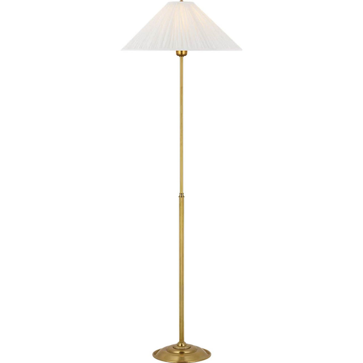 Amber Lewis Soren 53" Floor Lamp in Hand-Rubbed Antique Brass with Silk Pleated Shade W18" x H53.5"