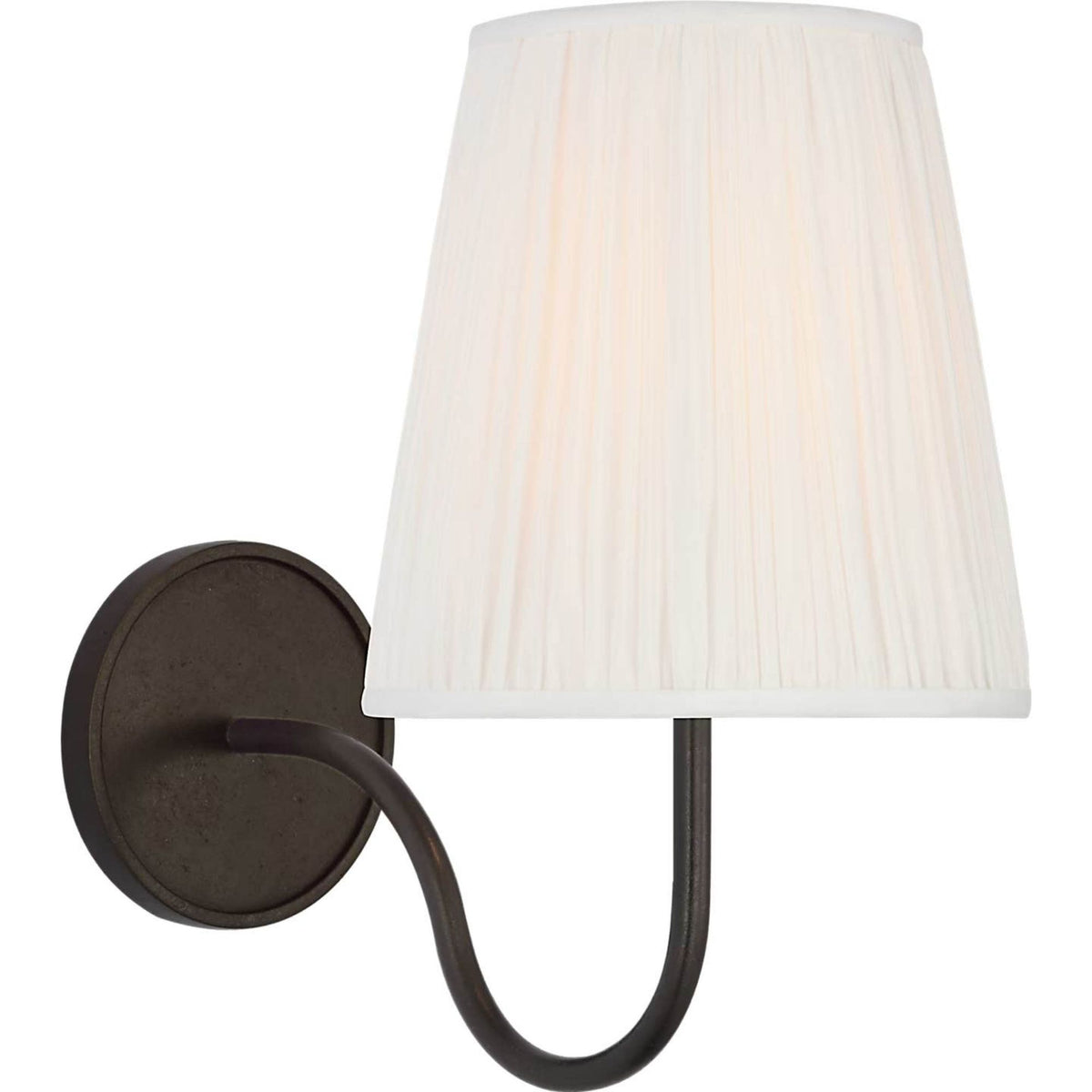 Amber Lewis Lyndsie Small Sconce in Aged Iron with Silk Pleated Shade W6" x H10.75" x E10"