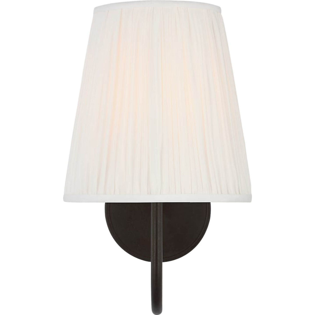 Amber Lewis Lyndsie Small Sconce in Aged Iron with Silk Pleated Shade W6" x H10.75" x E10"