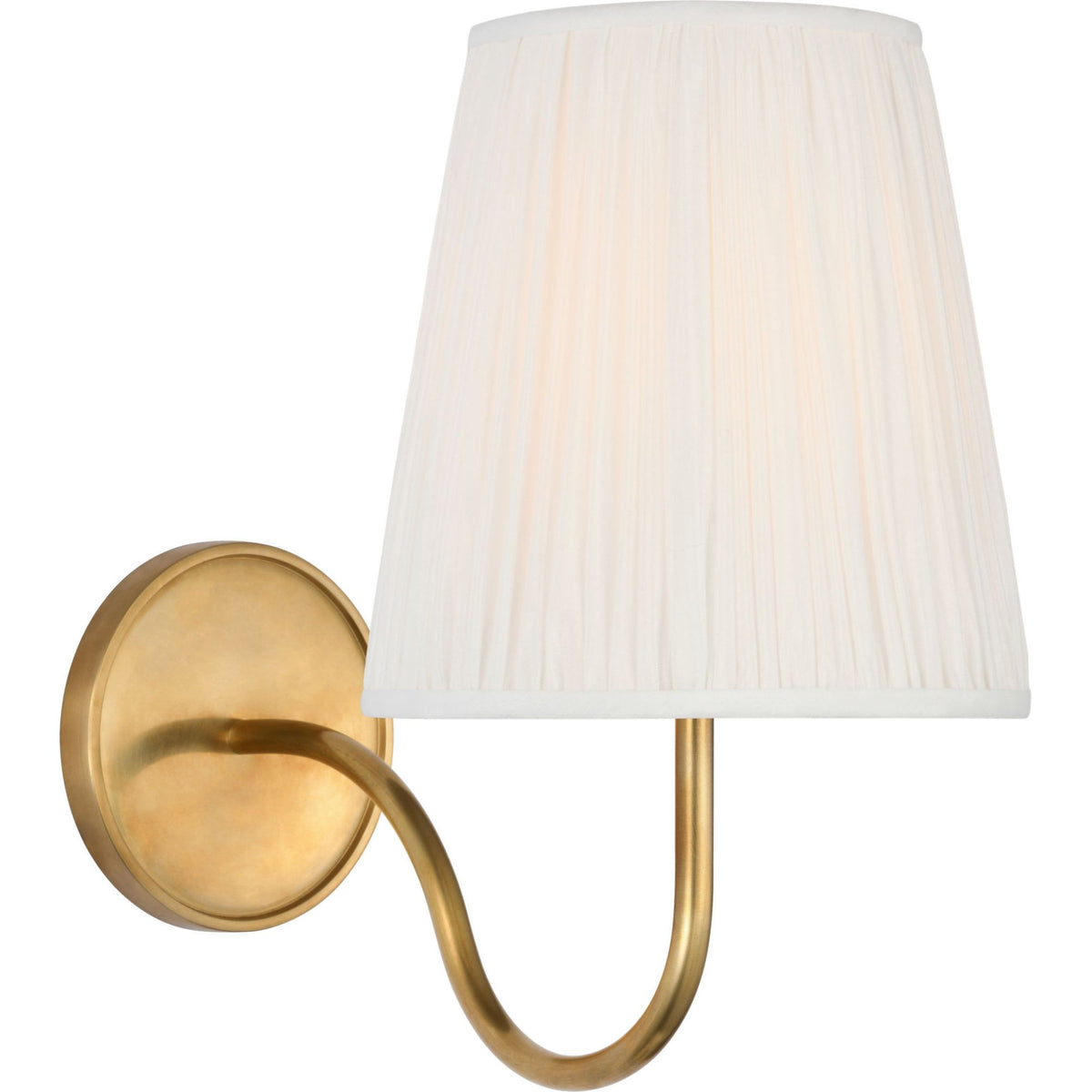 Amber Lewis Lyndsie Small Sconce in Hand-Rubbed Antique Brass with Silk Pleated Shade W6" x H10.75" x E10"