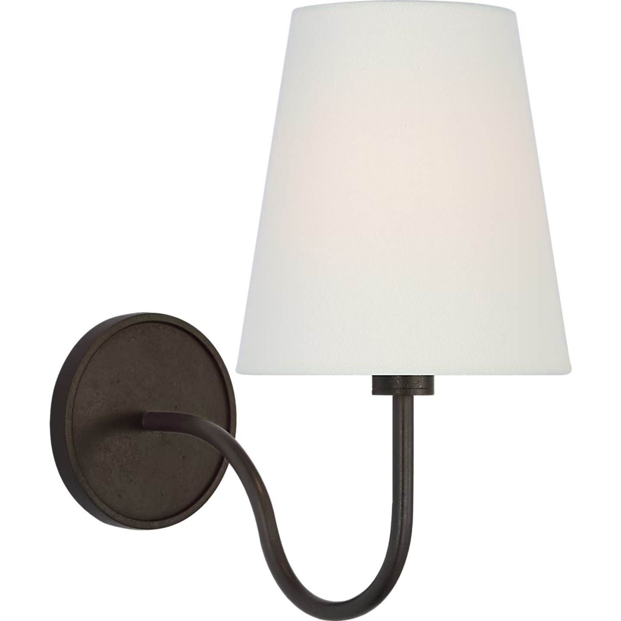 Amber Lewis Lyndsie Small Cordless Sconce in Aged Iron with Linen Shade W6" x H10.75" x E10"