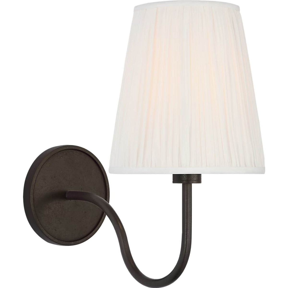 Amber Lewis Lyndsie Small Cordless Sconce in Aged Iron with Silk Pleated Shade W6" x H10.75" x E10"