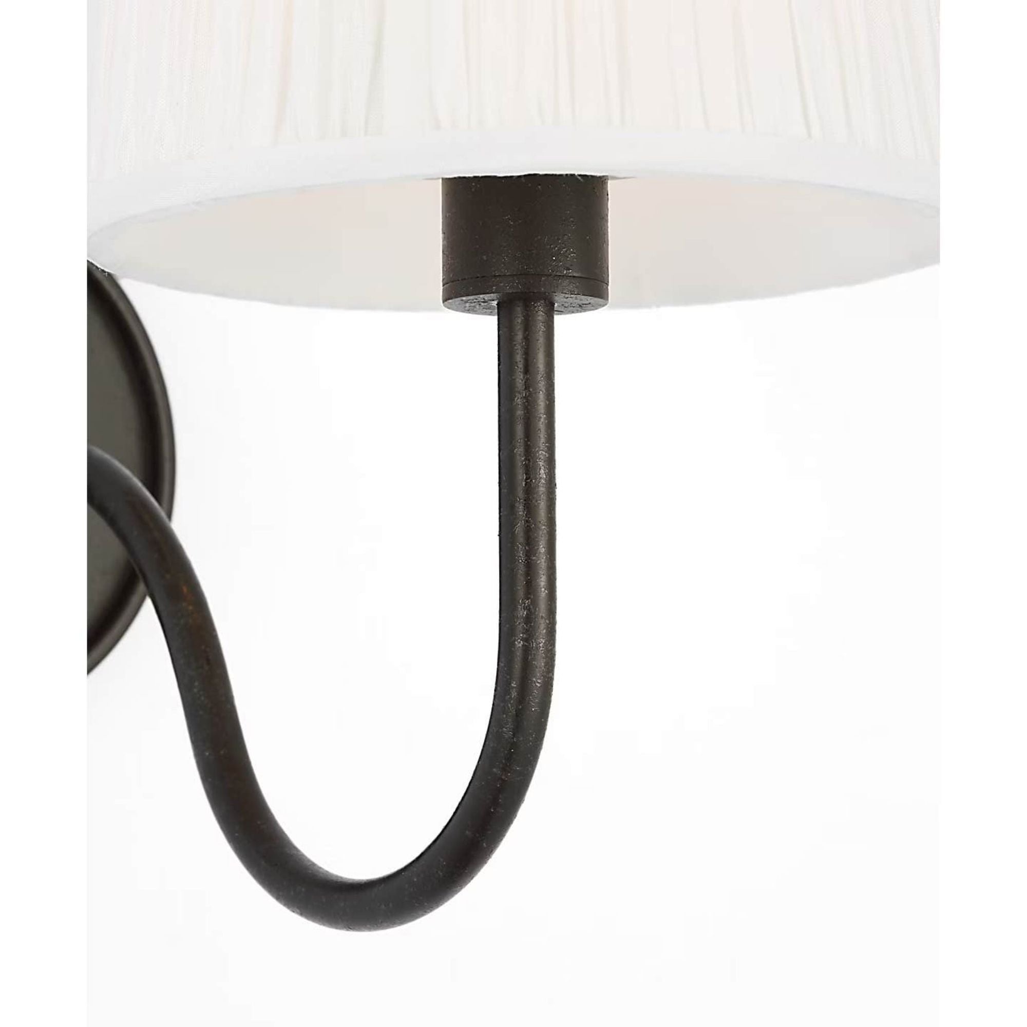 Amber Lewis Lyndsie Small Cordless Sconce in Aged Iron with Silk Pleated Shade W6" x H10.75" x E10"
