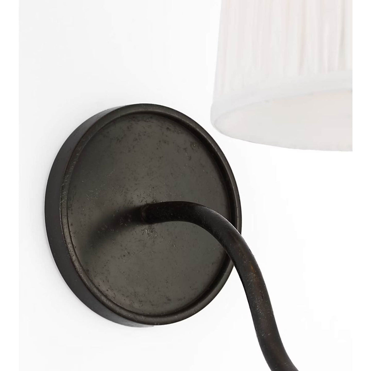 Amber Lewis Lyndsie Small Cordless Sconce in Aged Iron with Silk Pleated Shade W6" x H10.75" x E10"