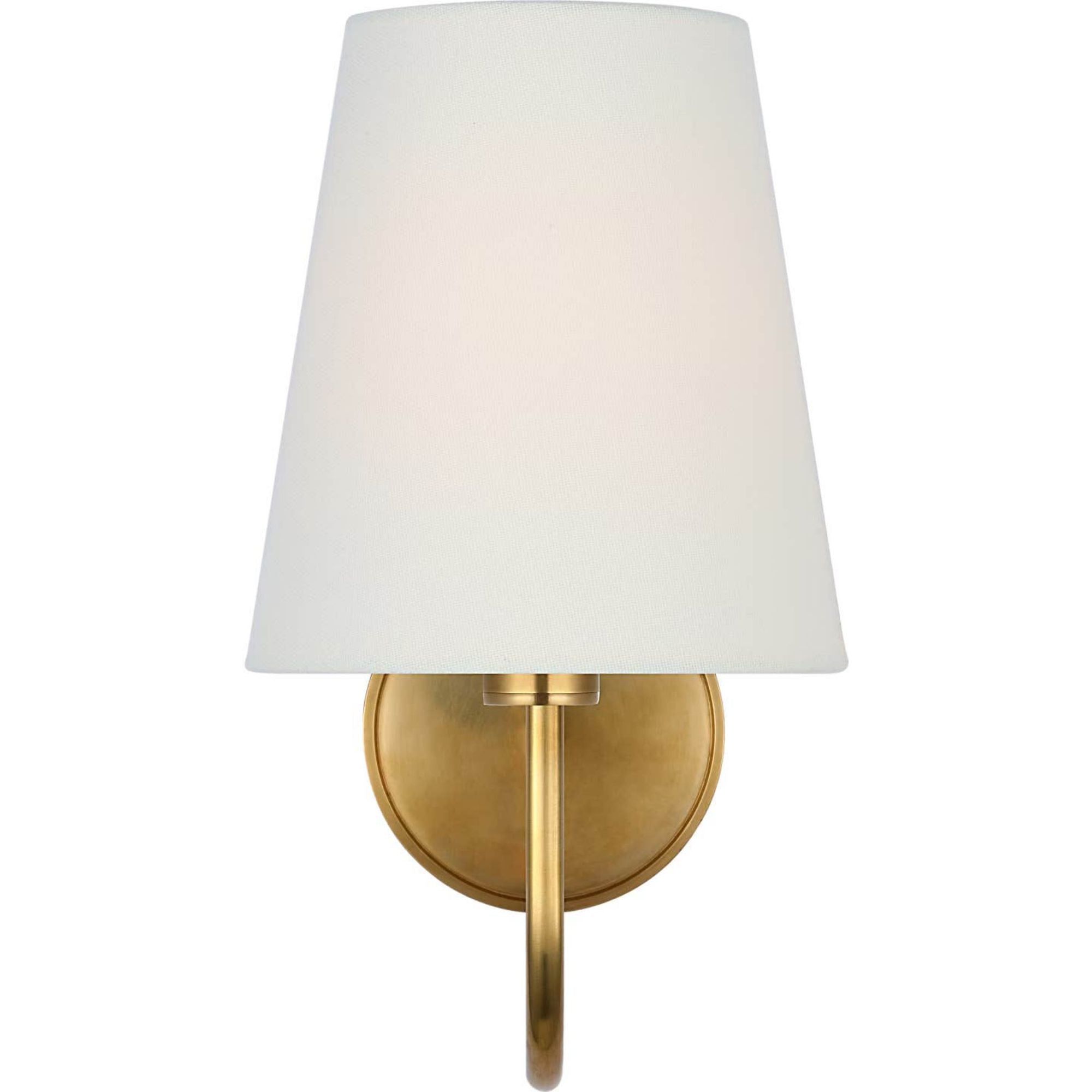 Amber Lewis Lyndsie Small Cordless Sconce in Hand-Rubbed Antique Brass with Linen Shade W6" x H10.75" x E10"
