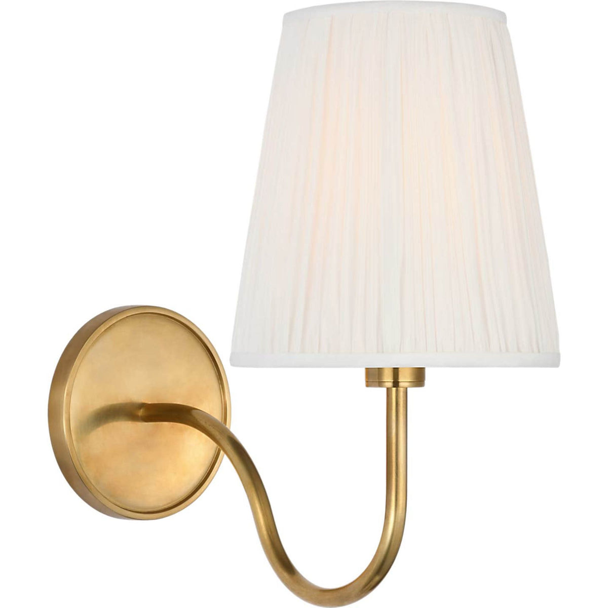 Amber Lewis Lyndsie Small Cordless Sconce in Hand-Rubbed Antique Brass with Silk Pleated Shade W6" x H10.75" x E10"