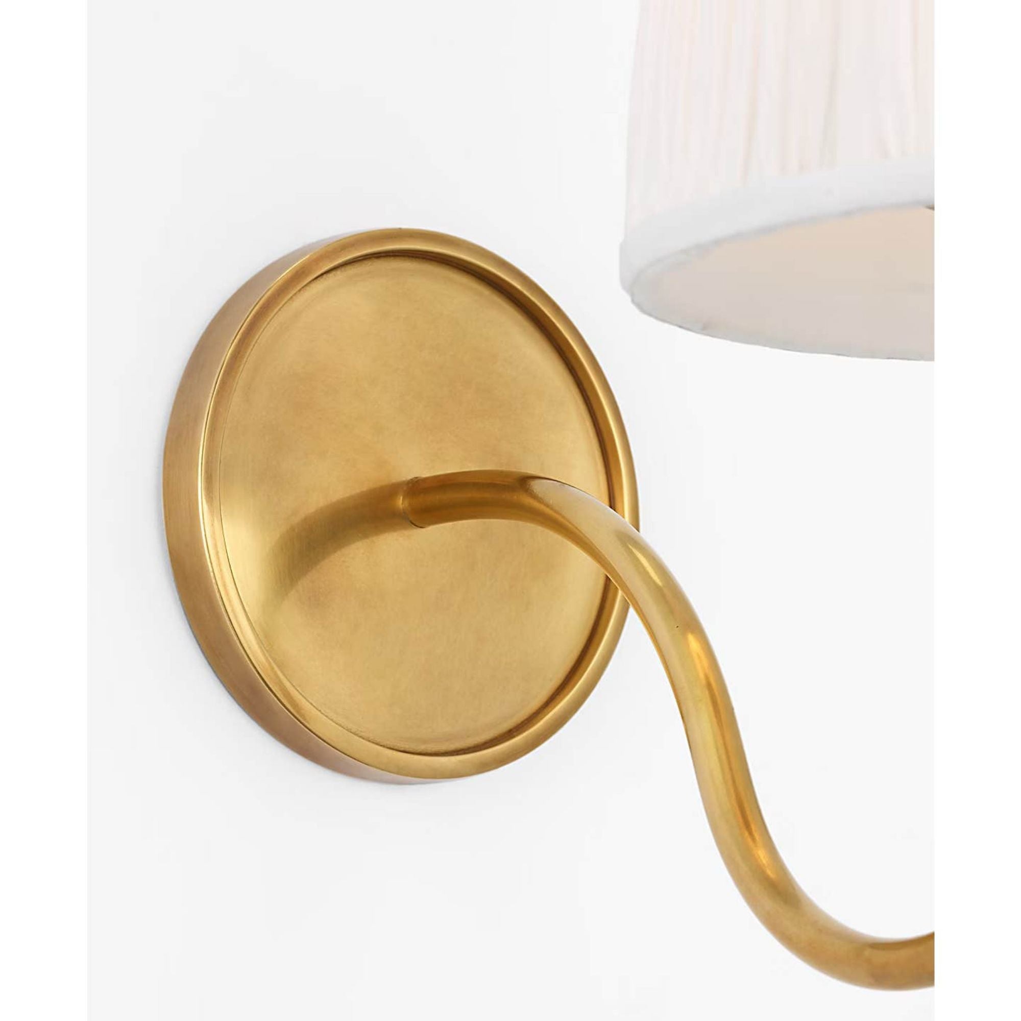 Amber Lewis Lyndsie Small Cordless Sconce in Hand-Rubbed Antique Brass with Silk Pleated Shade W6" x H10.75" x E10"