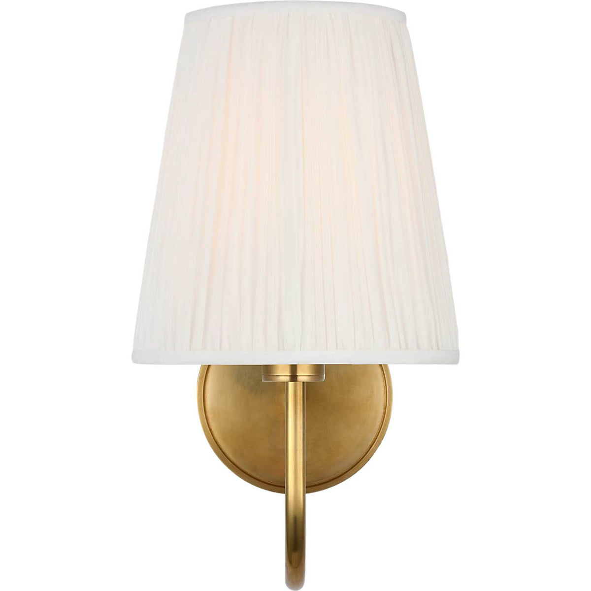 Amber Lewis Lyndsie Small Cordless Sconce in Hand-Rubbed Antique Brass with Silk Pleated Shade W6" x H10.75" x E10"