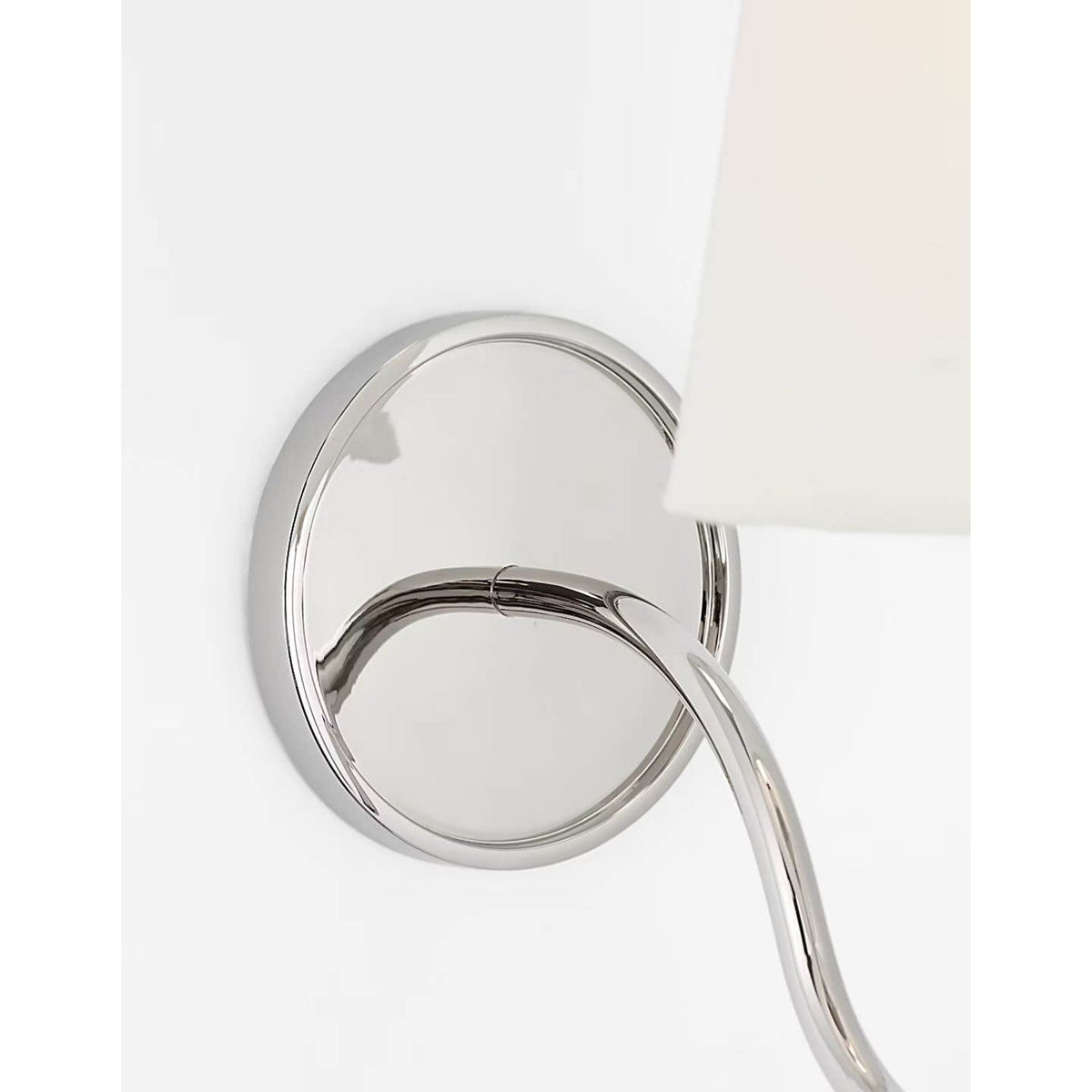 Amber Lewis Lyndsie Small Cordless Sconce in Polished Nickel with Linen Shade W6" x H10.75" x E10"