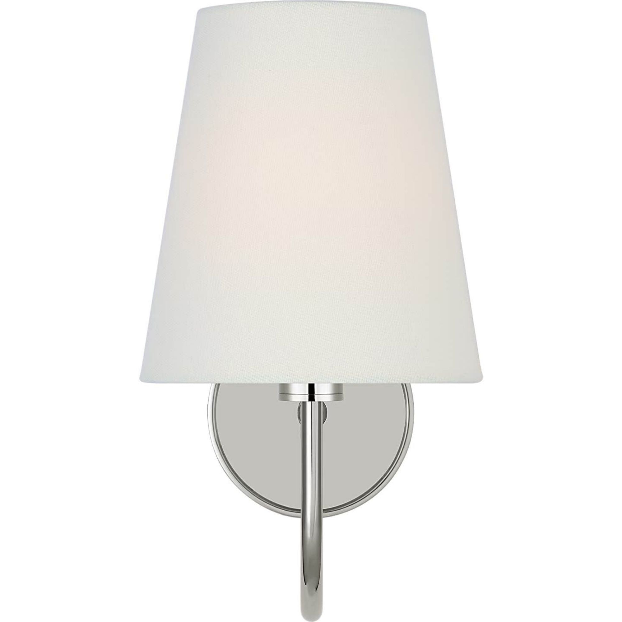 Amber Lewis Lyndsie Small Cordless Sconce in Polished Nickel with Linen Shade W6" x H10.75" x E10"