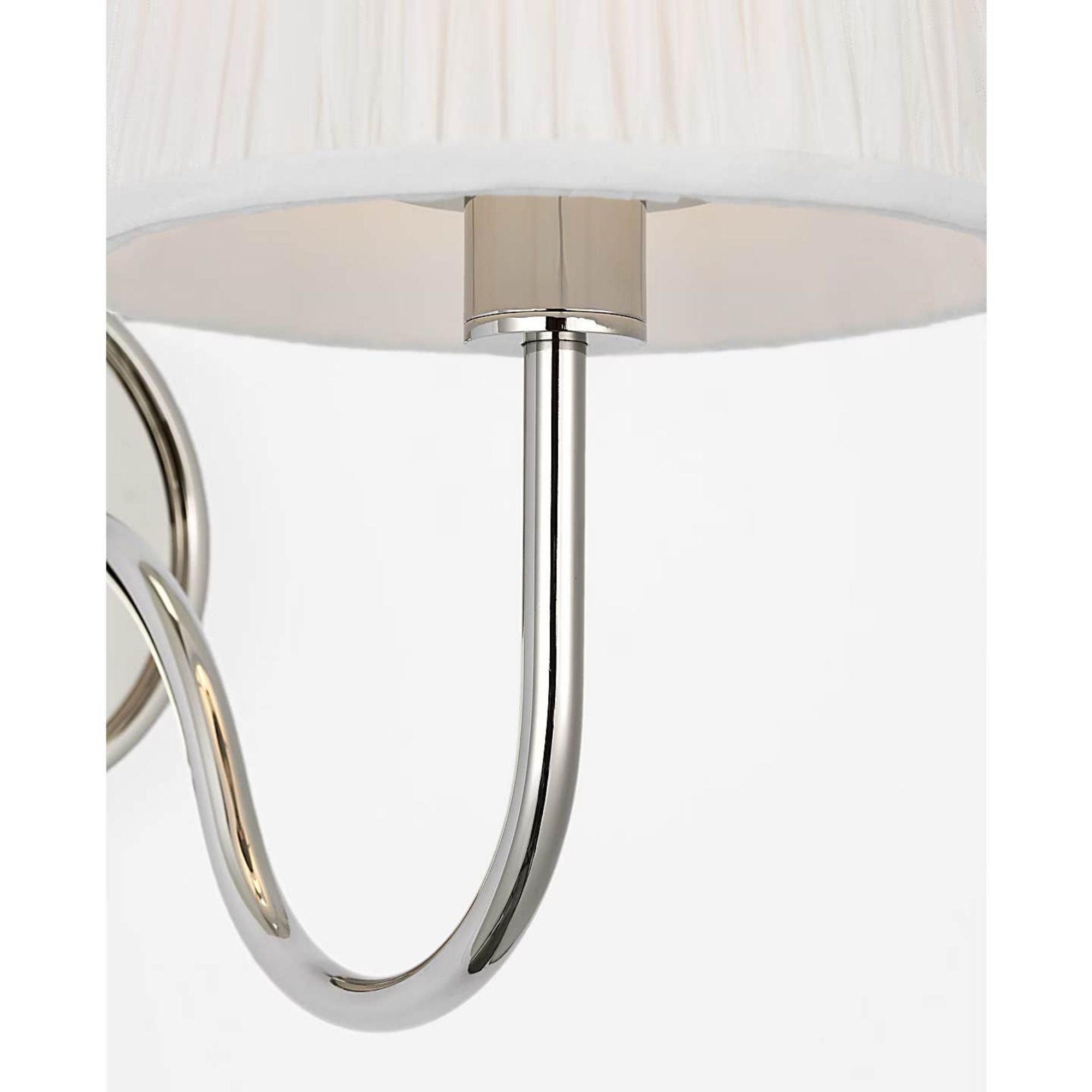 Amber Lewis Lyndsie Small Cordless Sconce in Polished Nickel with Silk Pleated Shade W6" x H10.75" x E10"
