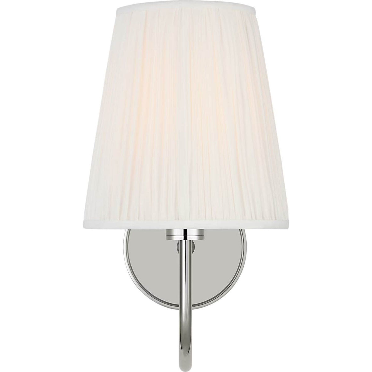 Amber Lewis Lyndsie Small Cordless Sconce in Polished Nickel with Silk Pleated Shade W6" x H10.75" x E10"