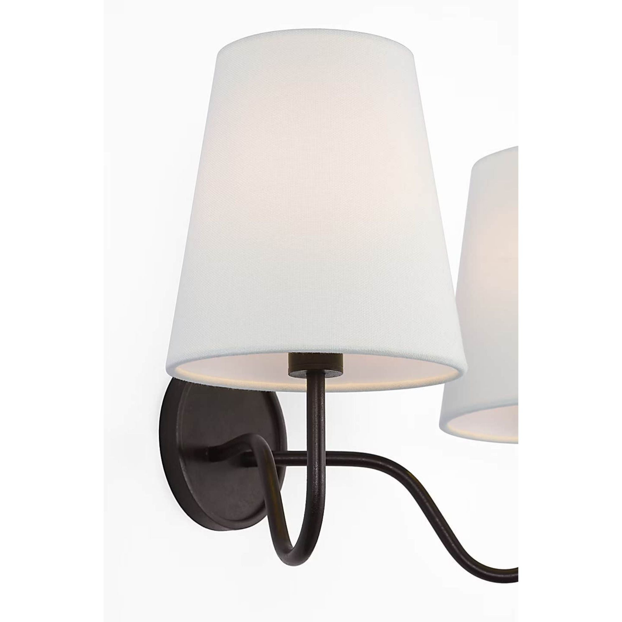 Amber Lewis Lyndsie 11" Double Sconce in Aged Iron with Linen Shades W16" x H10.75" x E9.5"