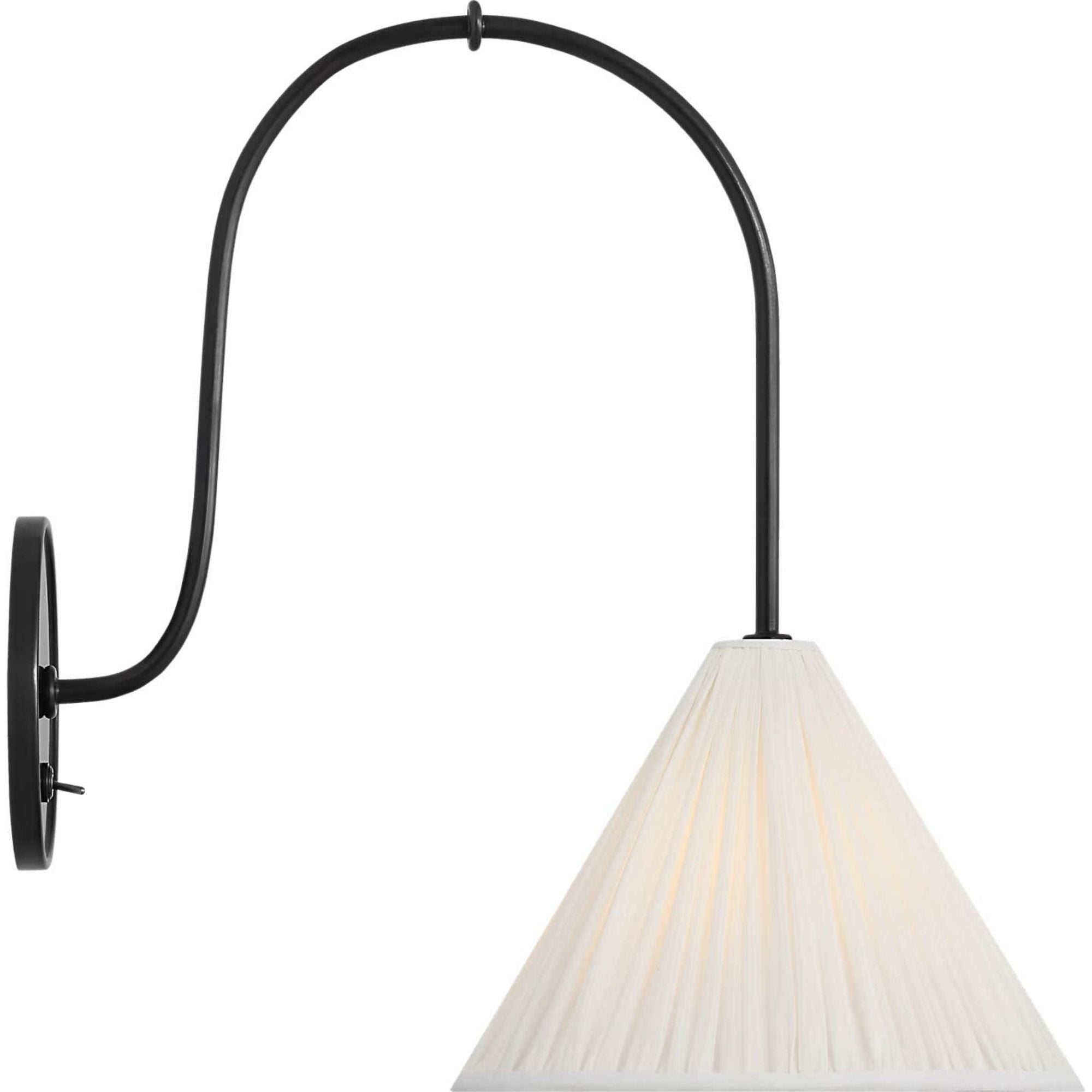 Amber Lewis Malia 14" Arched Wall Light in Bronze with Silk Pleated Shade W8" x H13.75" x E14"