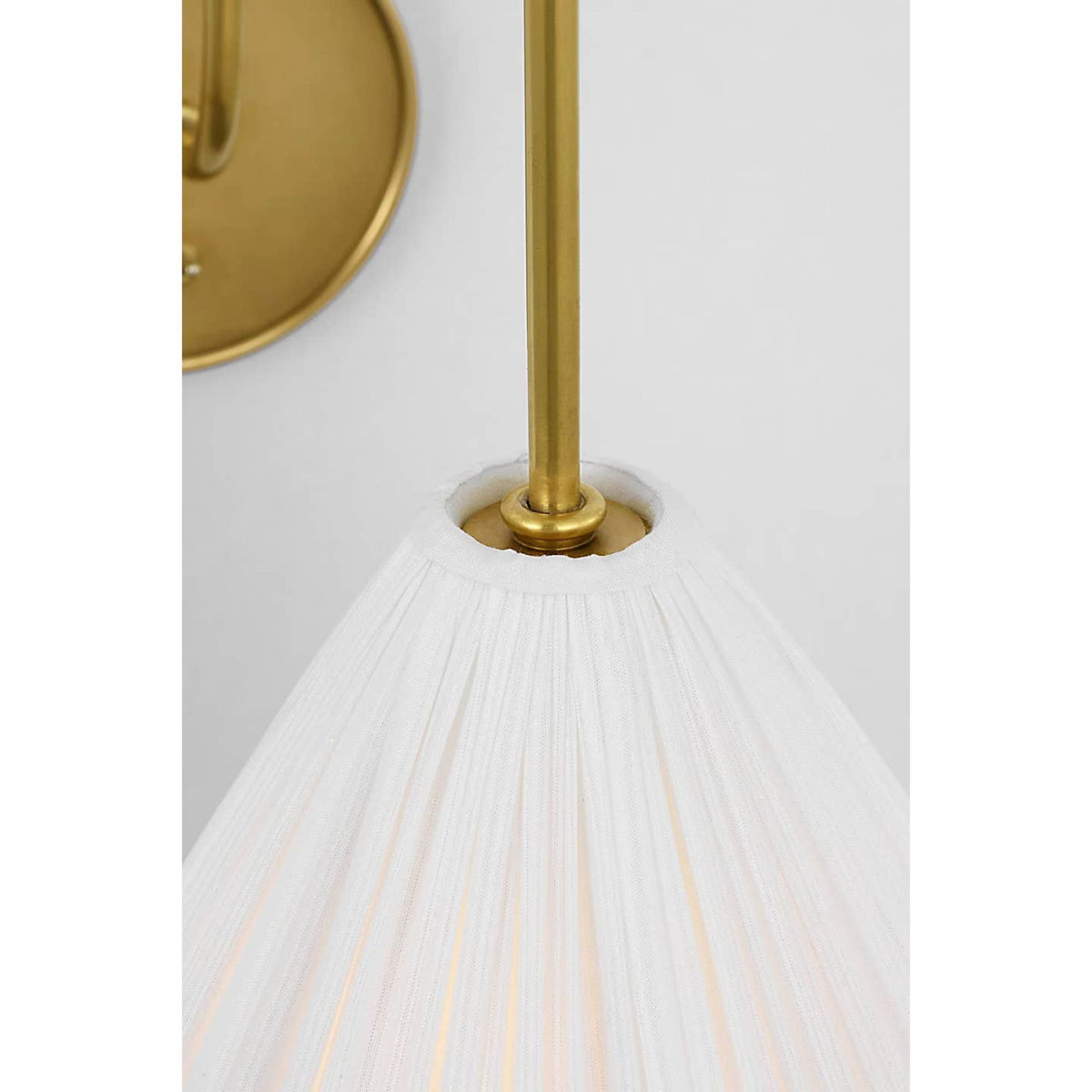 Amber Lewis Malia 14" Arched Wall Light in Hand-Rubbed Antique Brass with Silk Pleated Shade W8" x H13.75" x E14"