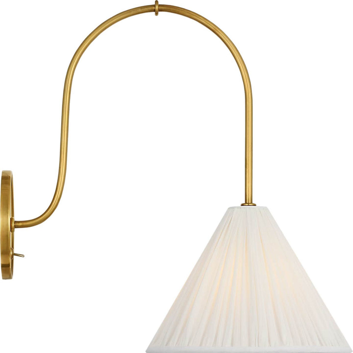 Amber Lewis Malia 14" Arched Wall Light in Hand-Rubbed Antique Brass with Silk Pleated Shade W8" x H13.75" x E14"