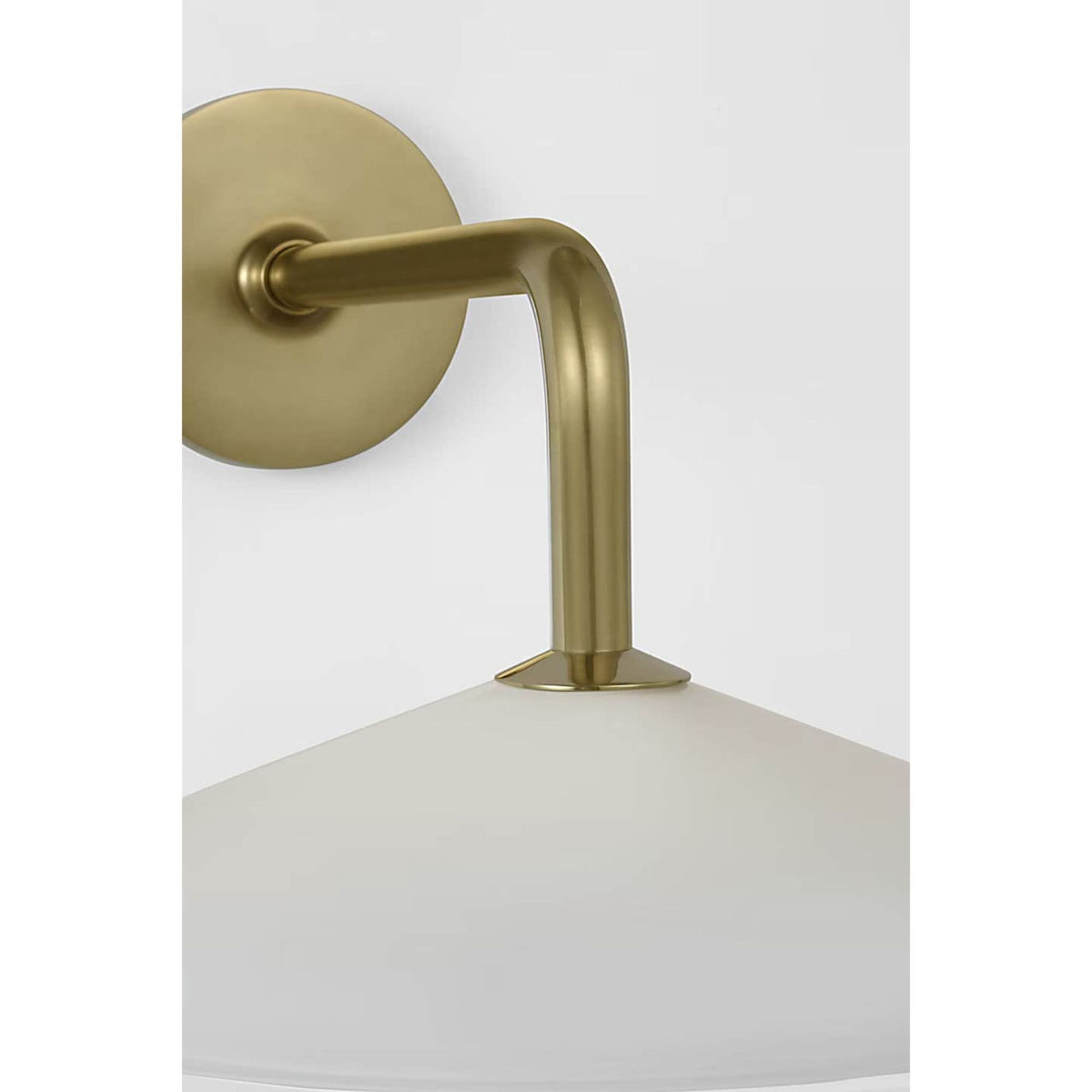 Amber Lewis Ponce 9" Sconce in Hand-Rubbed Antique Brass with Milk White Glass Shade W13" x H8.5" x E17"
