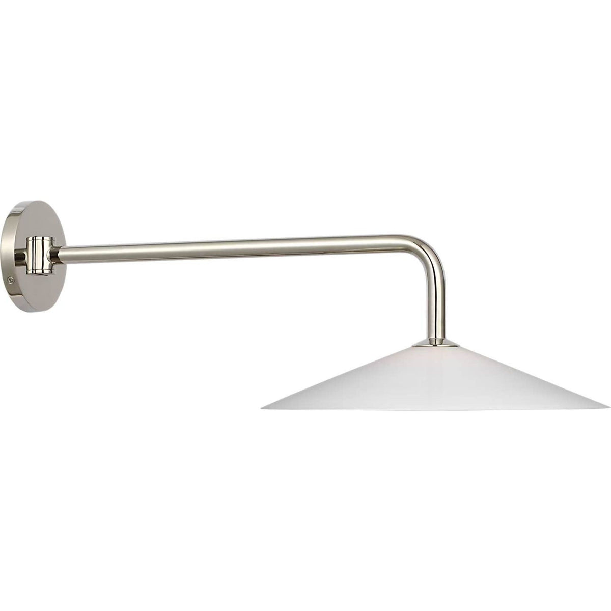 Amber Lewis Ponce 9" Articulating Sconce in Polished Nickel with Milk White Glass Shade W13" x H8.5" x E23.75"