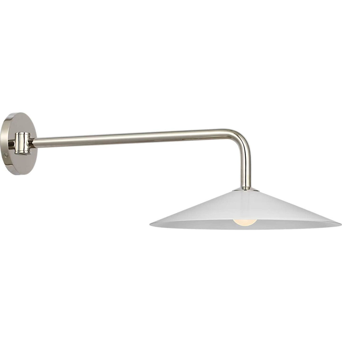 Amber Lewis Ponce 9" Articulating Sconce in Polished Nickel with Milk White Glass Shade W13" x H8.5" x E23.75"