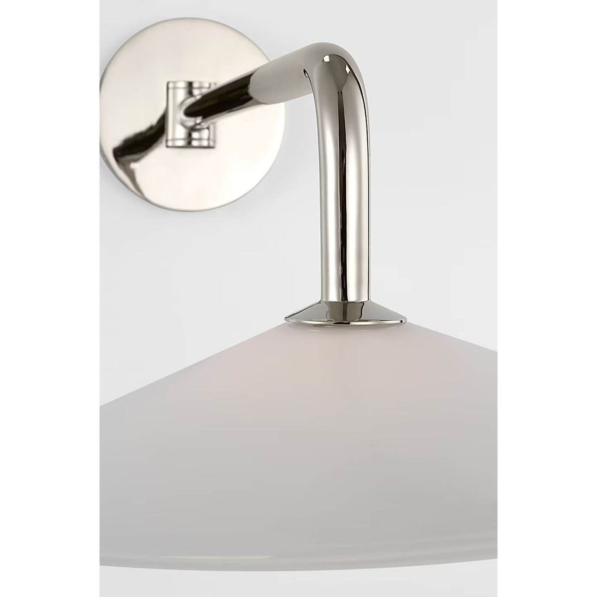 Amber Lewis Ponce 9" Articulating Sconce in Polished Nickel with Milk White Glass Shade W13" x H8.5" x E23.75"