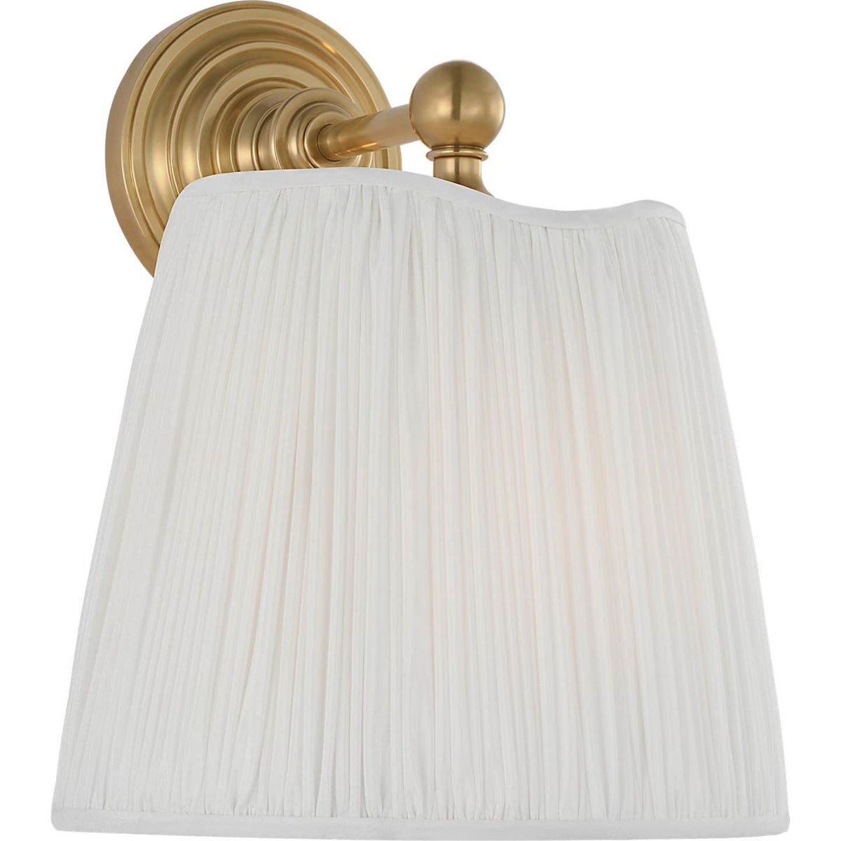 Amber Lewis Matos 11" Sconce in Hand-Rubbed Antique Brass with Silk Pleat Shade W10" x H11.25" x E8.75"