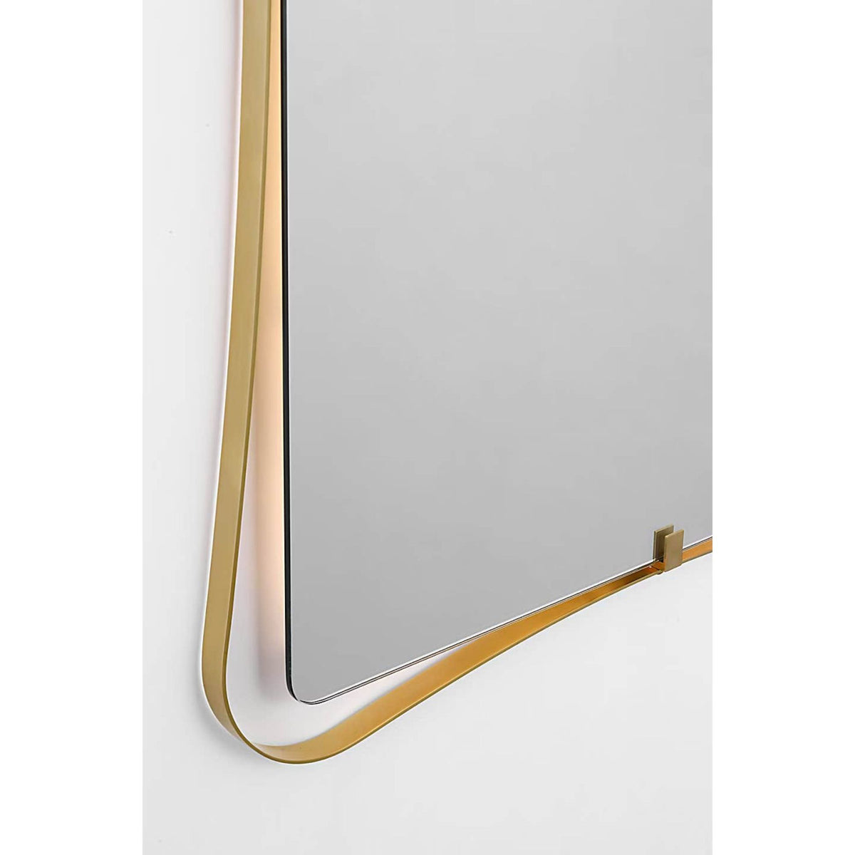 Amber Lewis Barnes 27" Backlit Mirror in Hand-Rubbed Antique Brass W27.25" x H39.25" x E1.5"