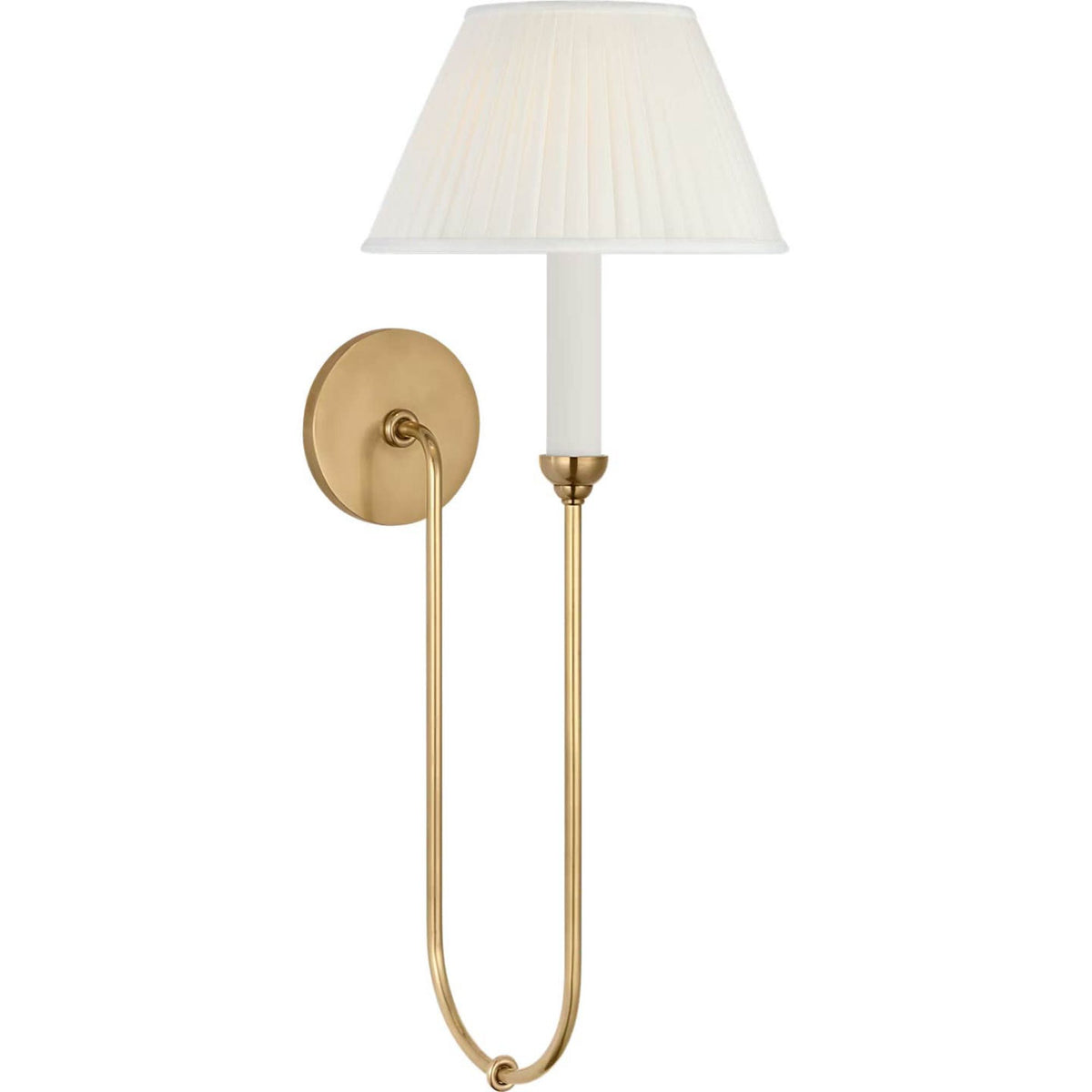 Amber Lewis Ingela 24" Single Sconce in Hand-Rubbed Antique Brass with Silk Pleat Shade W9" x H24" x E12"