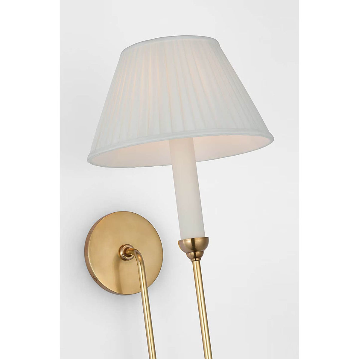 Amber Lewis Ingela 24" Single Sconce in Hand-Rubbed Antique Brass with Silk Pleat Shade W9" x H24" x E12"