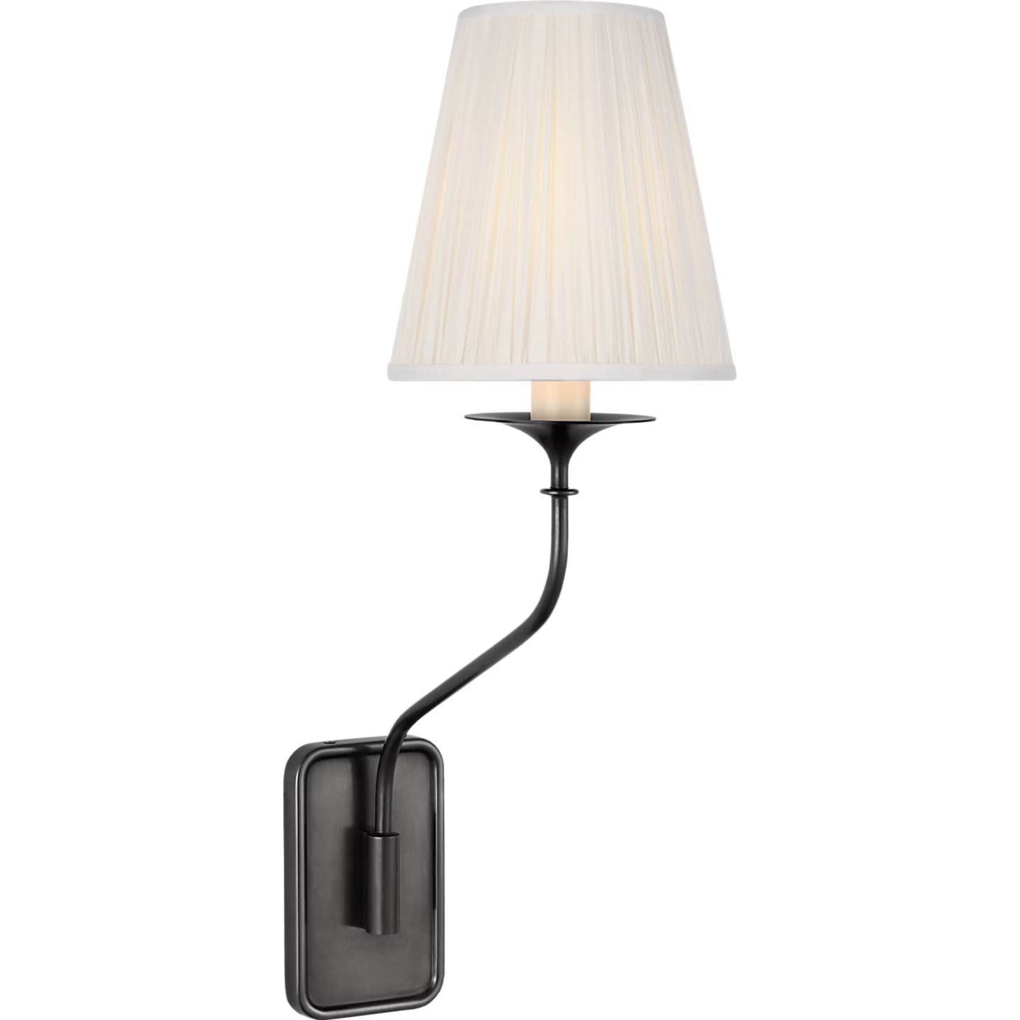 Amber Lewis Knox 19" Single Sconce in Bronze with Silk Pleated W6" x H18.75" x E10"