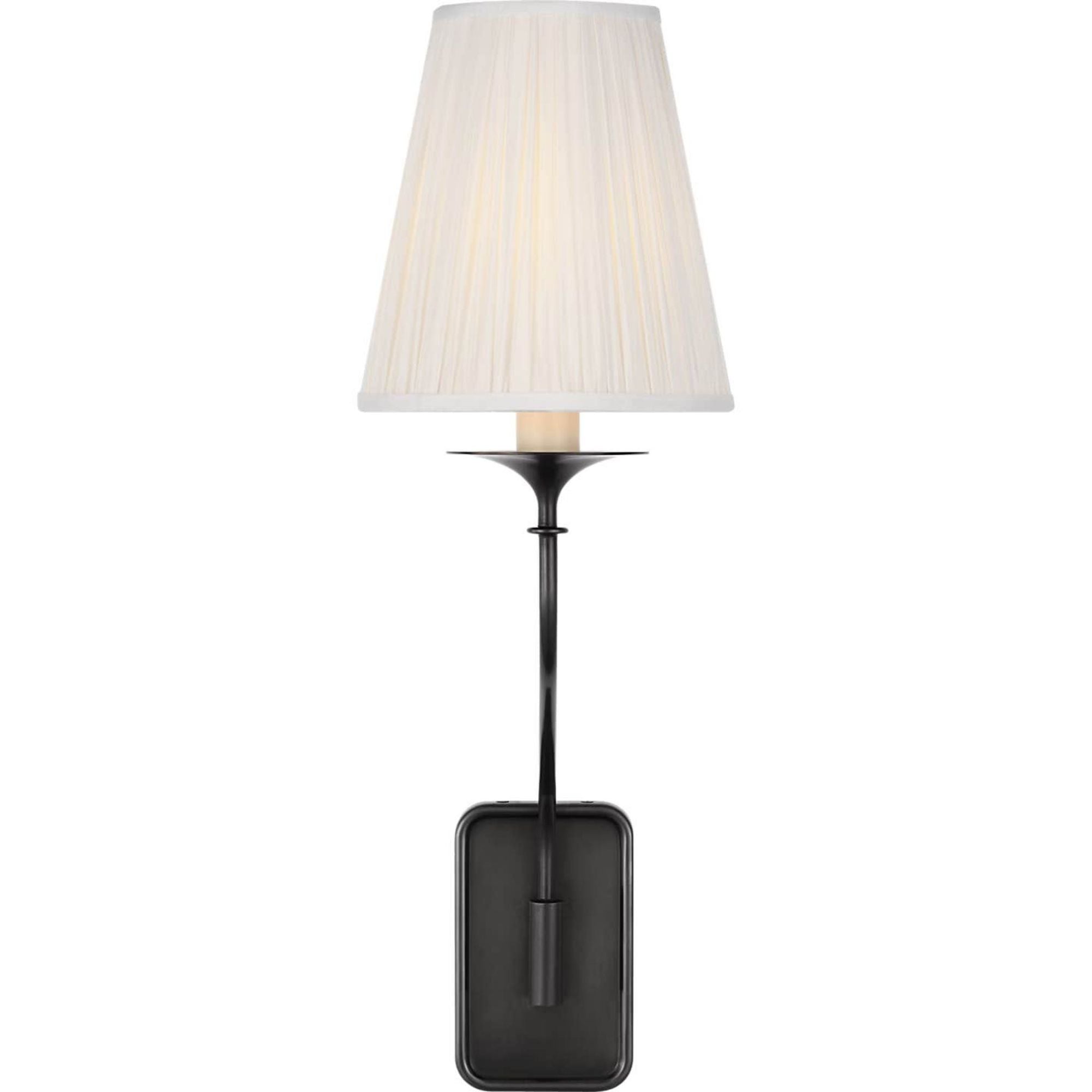 Amber Lewis Knox 19" Single Sconce in Bronze with Silk Pleated W6" x H18.75" x E10"