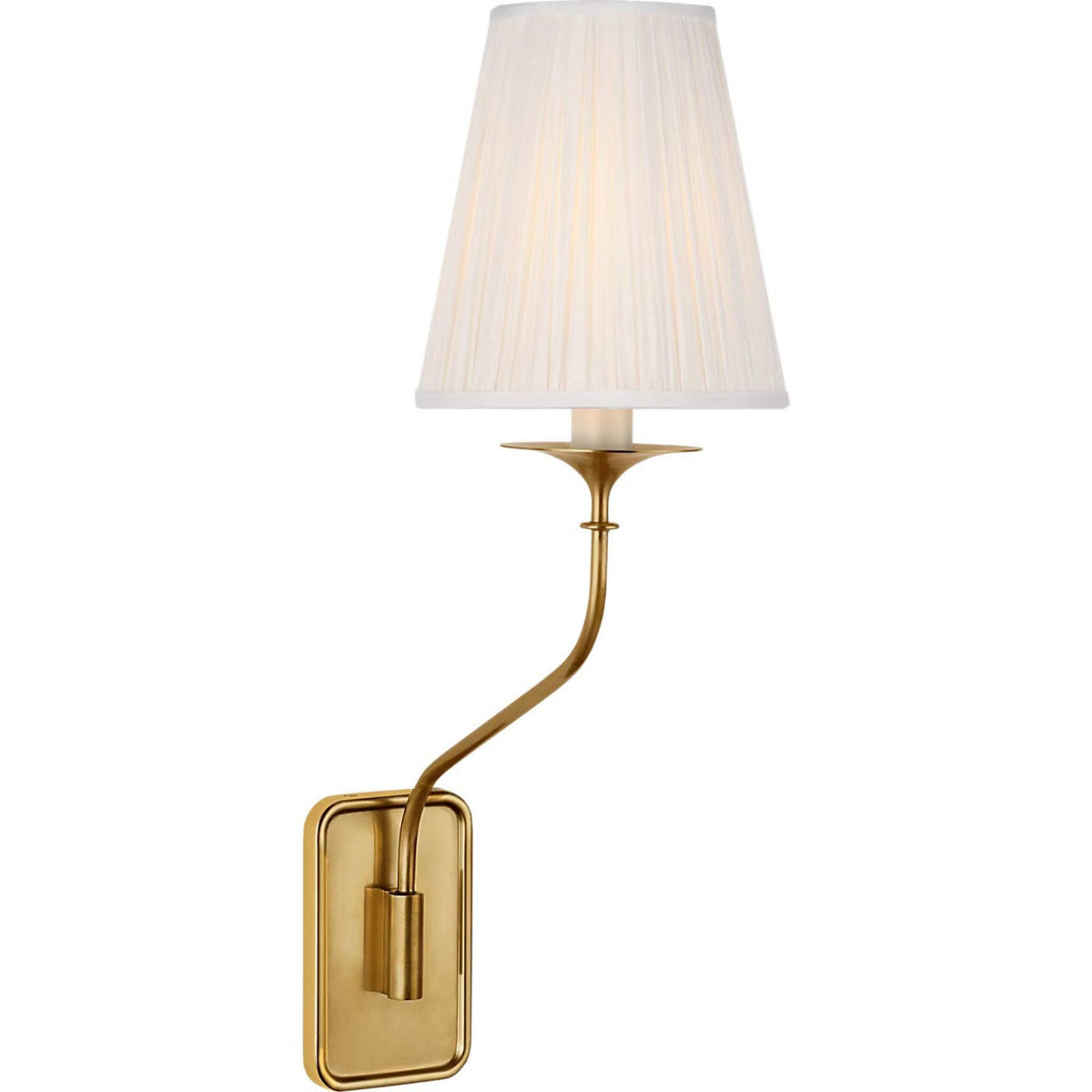 Amber Lewis Knox 19" Single Sconce in Hand-Rubbed Antique Brass with Silk Pleated W6" x H18.75" x E10"