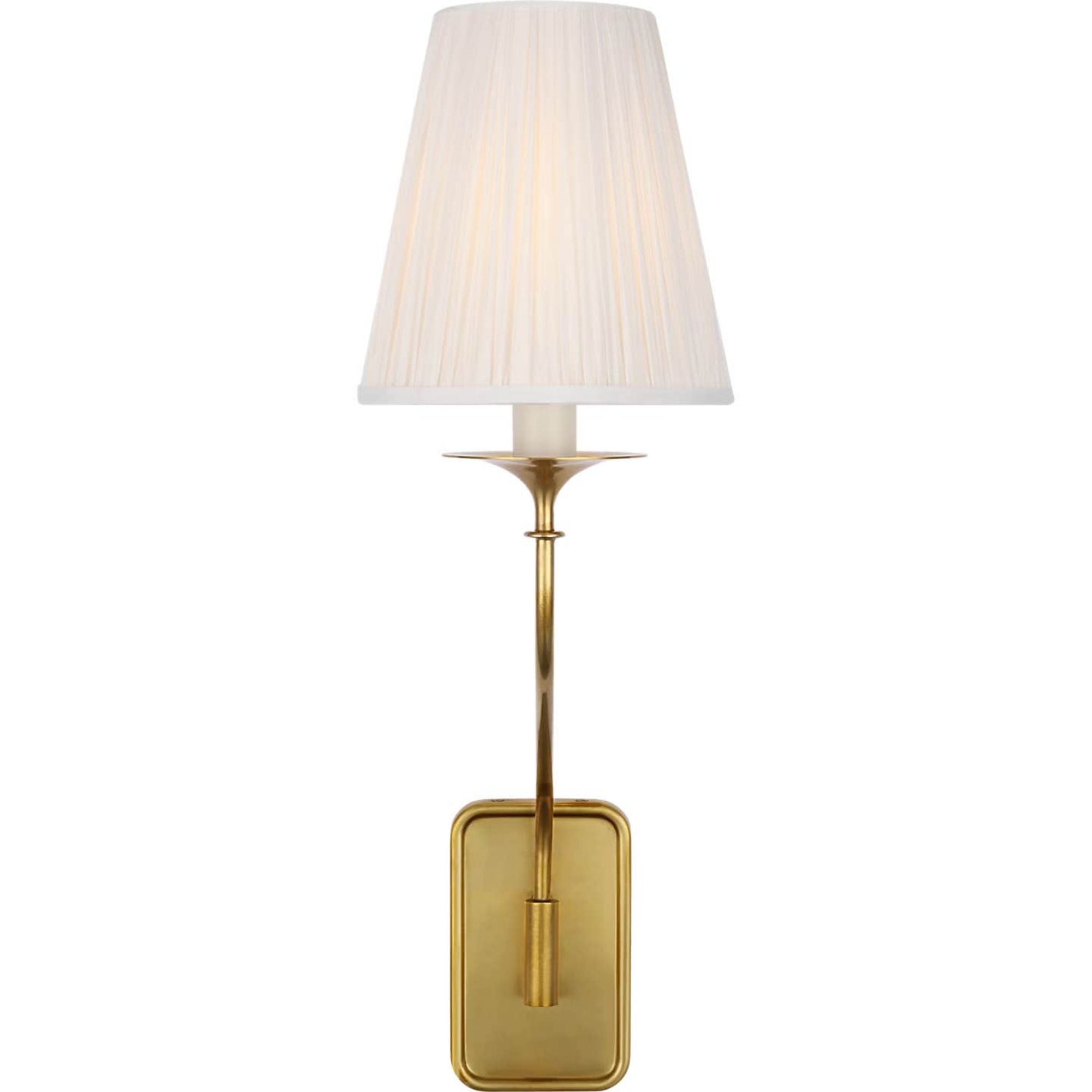 Amber Lewis Knox 19" Single Sconce in Hand-Rubbed Antique Brass with Silk Pleated W6" x H18.75" x E10"