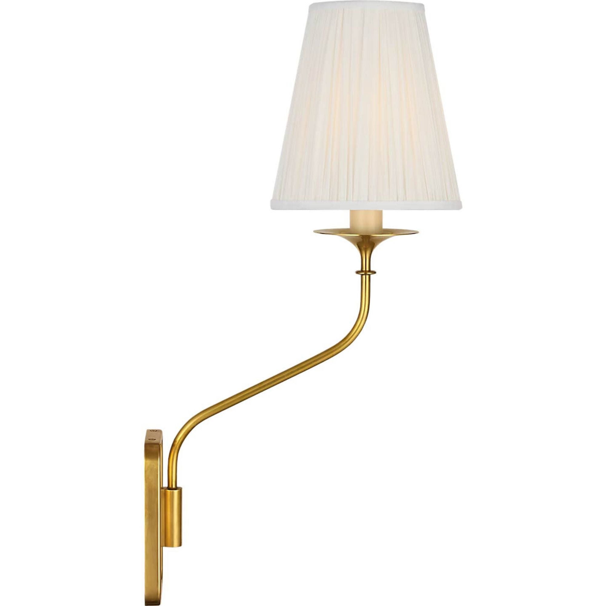 Amber Lewis Knox 19" Single Sconce in Hand-Rubbed Antique Brass with Silk Pleated W6" x H18.75" x E10"