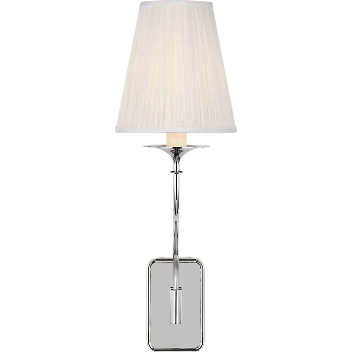 Amber Lewis Knox 19" Single Sconce in Polished Nickel with Silk Pleated W6" x H18.75" x E10"