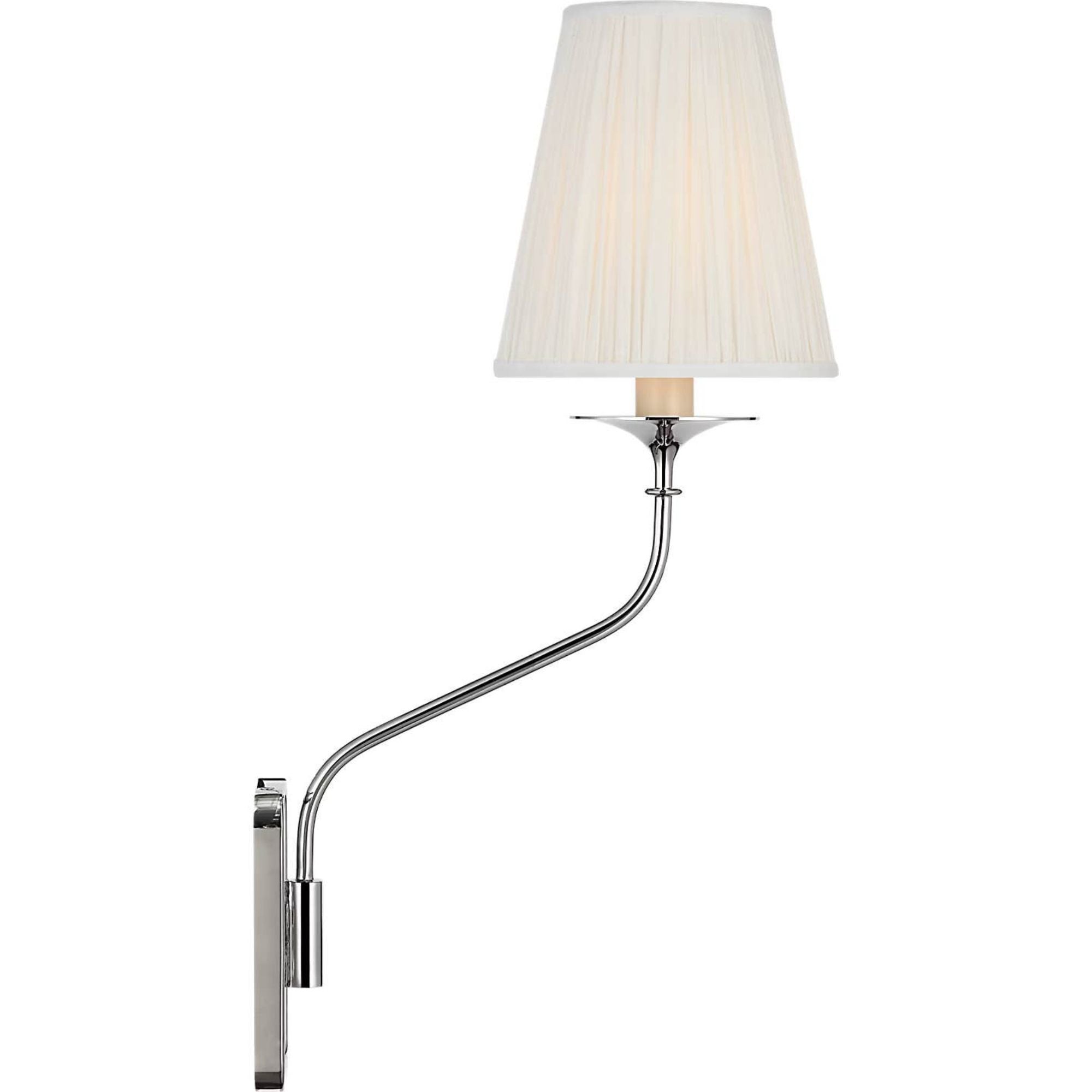 Amber Lewis Knox 19" Single Sconce in Polished Nickel with Silk Pleated W6" x H18.75" x E10"