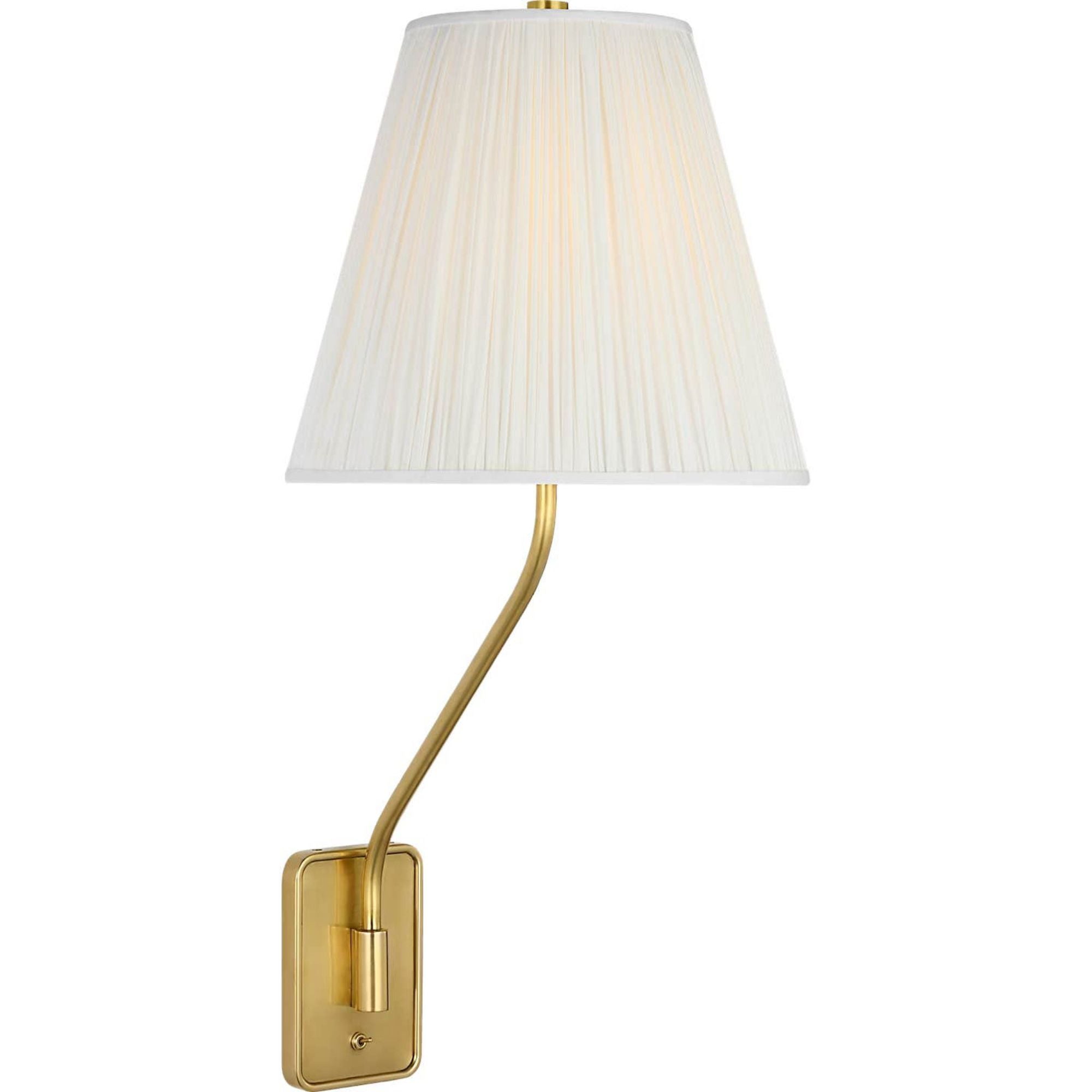 Amber Lewis Knox 26" Single Sconce in Hand-Rubbed Antique Brass with Silk Pleated Shade W12" x H25.75" x E14"