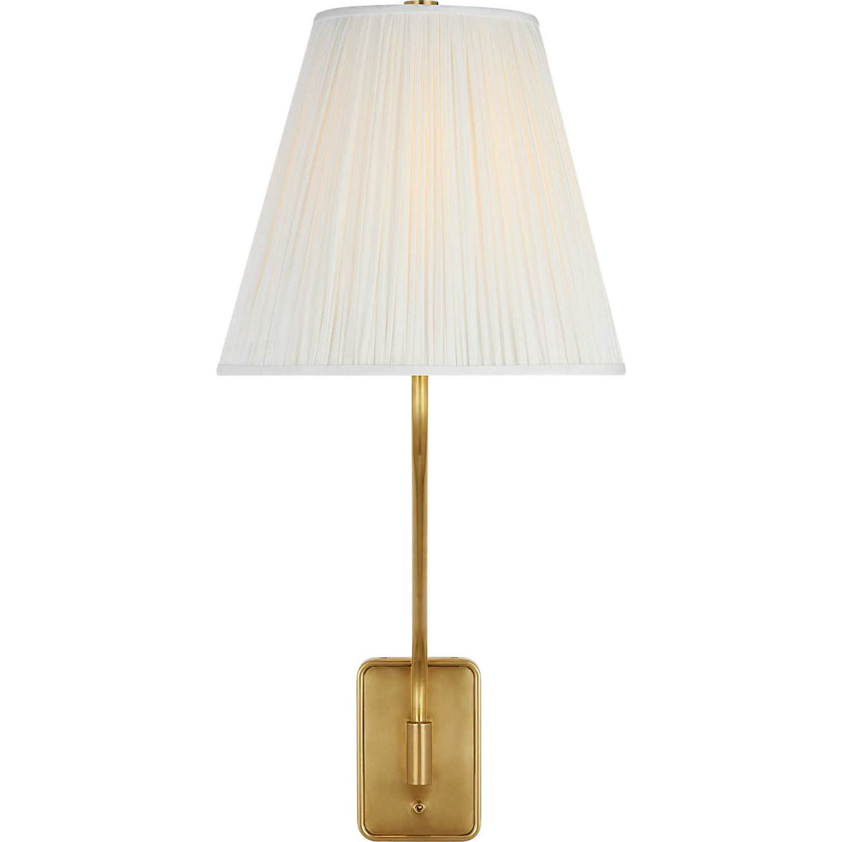 Amber Lewis Knox 26" Single Sconce in Hand-Rubbed Antique Brass with Silk Pleated Shade W12" x H25.75" x E14"