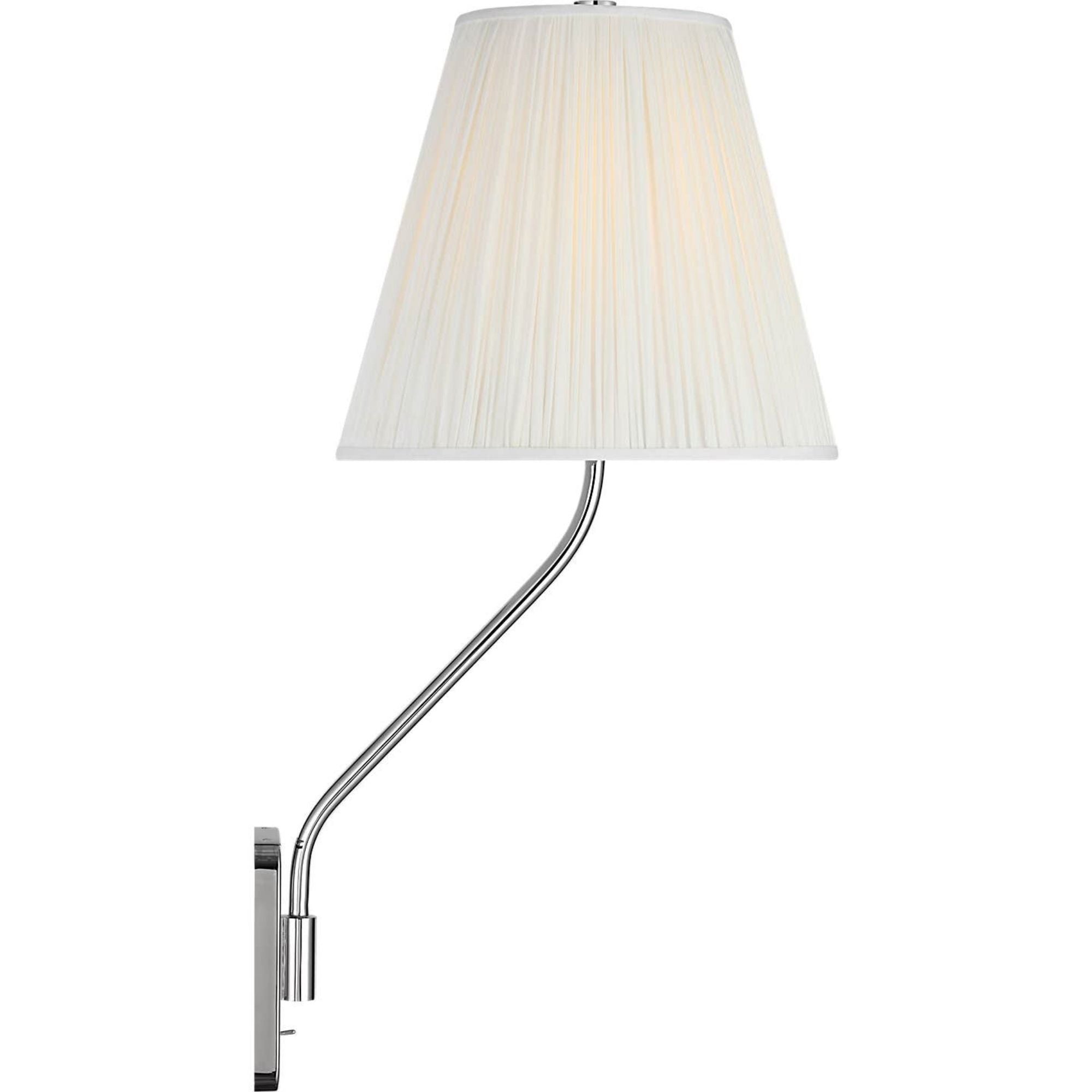 Amber Lewis Knox 26" Single Sconce in Polished Nickel with Silk Pleated Shade W12" x H25.75" x E14"