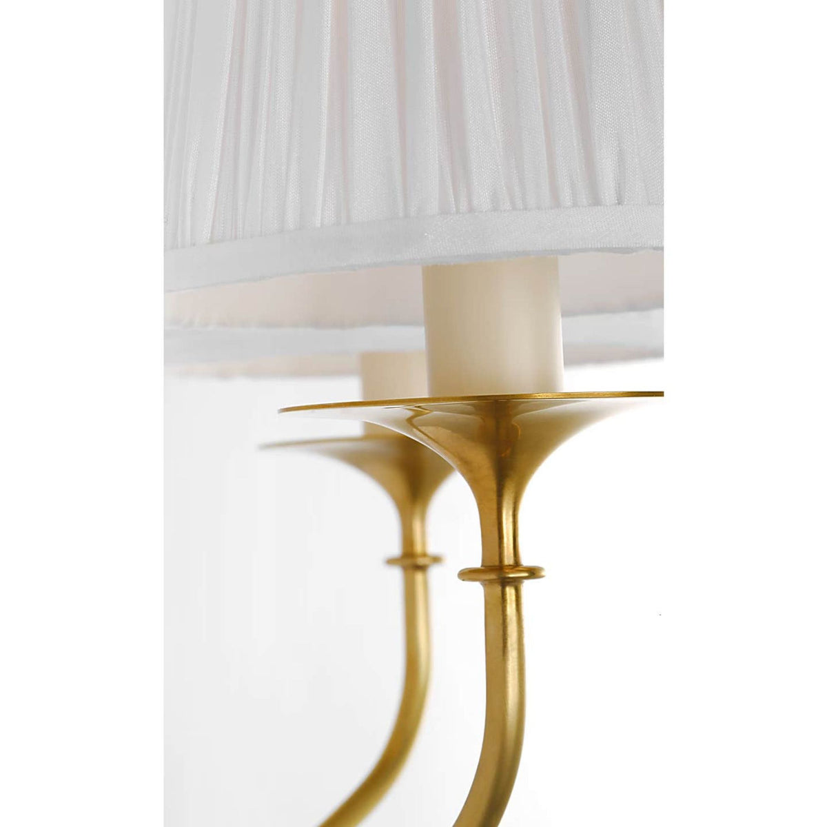 Amber Lewis Knox 19" Double Sconce in Hand-Rubbed Antique Brass with Silk Pleated Shades W15.25" x H18.75" x E8"