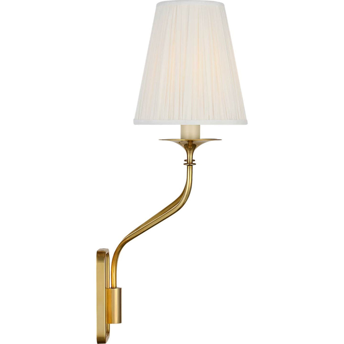 Amber Lewis Knox 19" Double Sconce in Hand-Rubbed Antique Brass with Silk Pleated Shades W15.25" x H18.75" x E8"