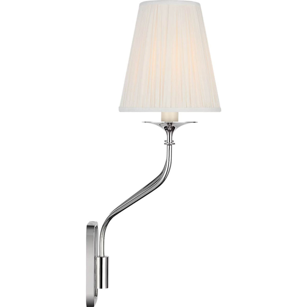 Amber Lewis Knox 19" Double Sconce in Polished Nickel with Silk Pleated Shades W15.25" x H18.75" x E8"