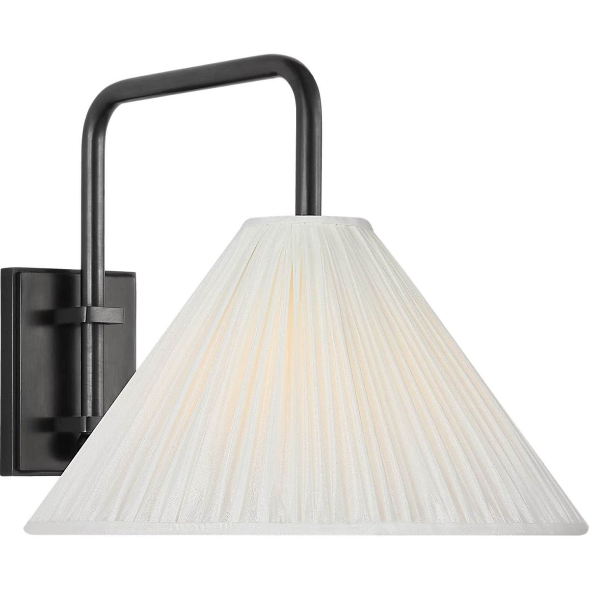 Amber Lewis Waylon 8" Articulating Sconce in Bronze with Silk Pleated Shade W10" x H8.75" x E13"
