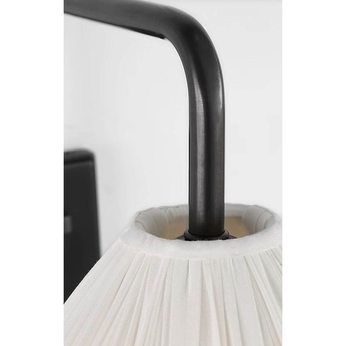 Amber Lewis Waylon 8" Articulating Sconce in Bronze with Silk Pleated Shade W10" x H8.75" x E13"