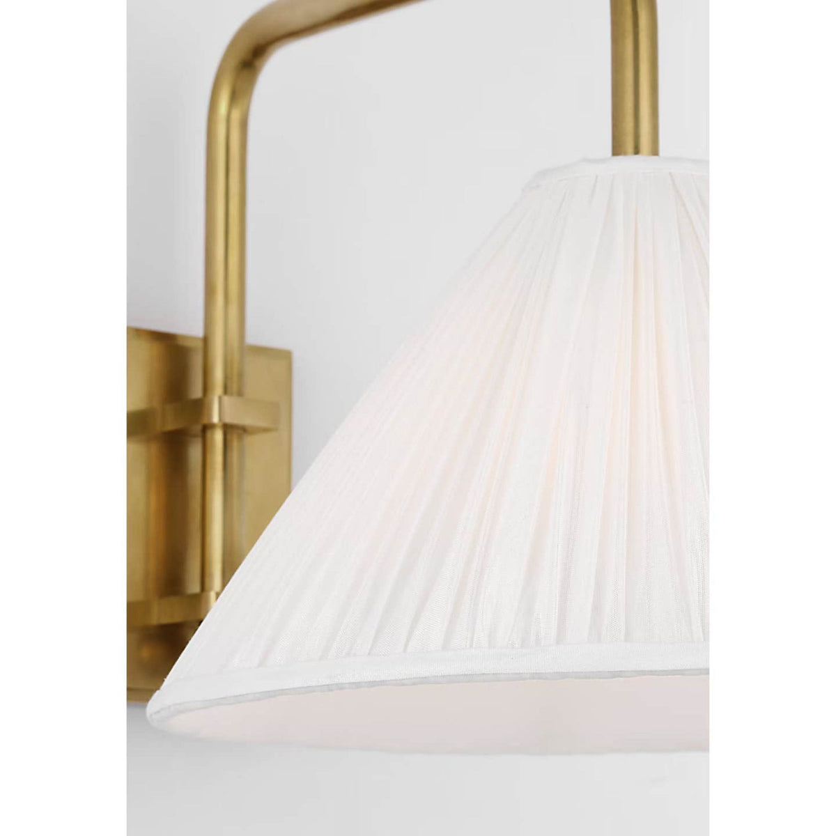 Amber Lewis Waylon 8" Articulating Sconce in Hand-Rubbed Antique Brass with Silk Pleated Shade W10" x H8.75" x E13"