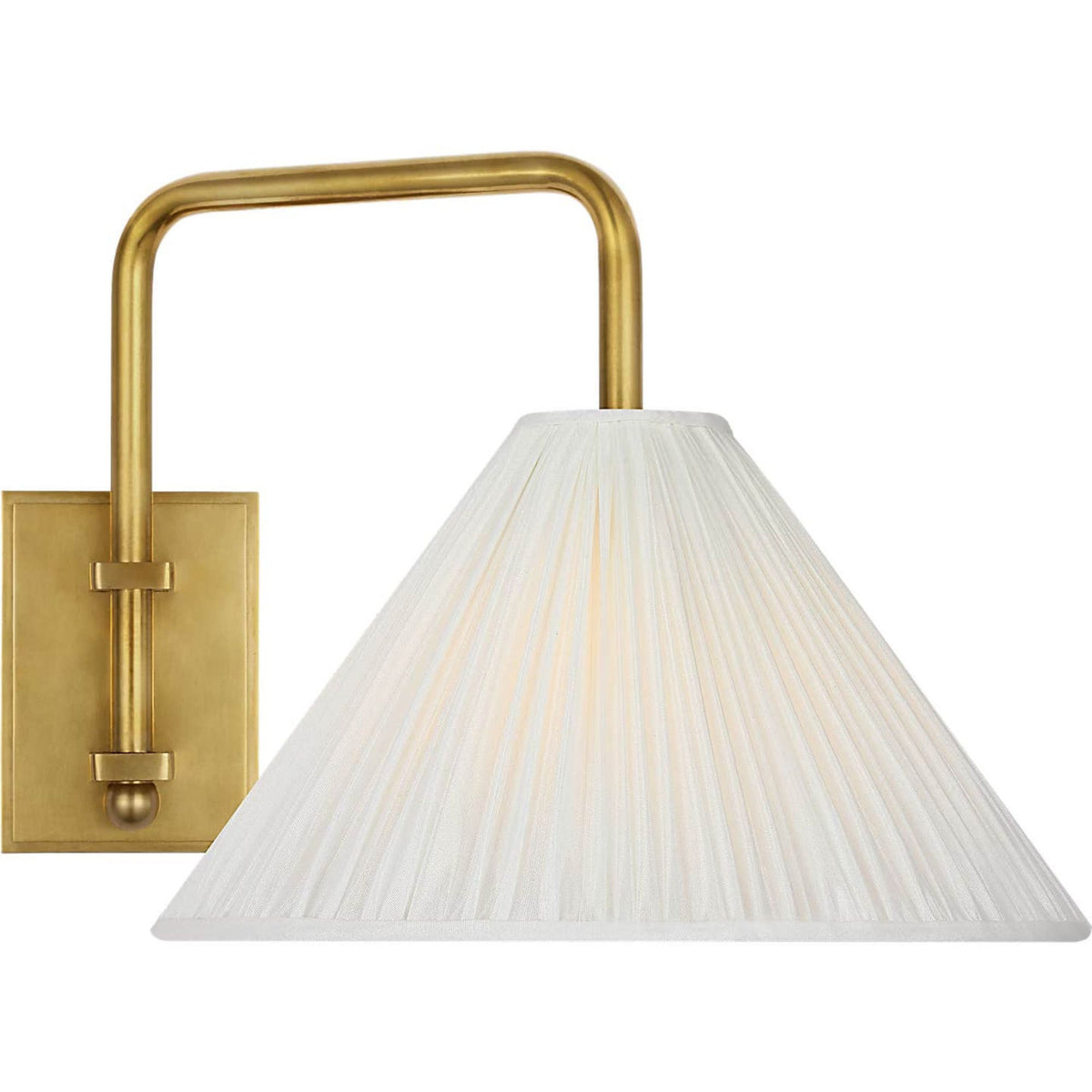 Amber Lewis Waylon 8" Articulating Sconce in Hand-Rubbed Antique Brass with Silk Pleated Shade W10" x H8.75" x E13"